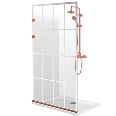 Zuhanyfal Walk-in, Rozsdamentes acél zuhanyfal, matt fekete, #Átlátszó #Víztiszta