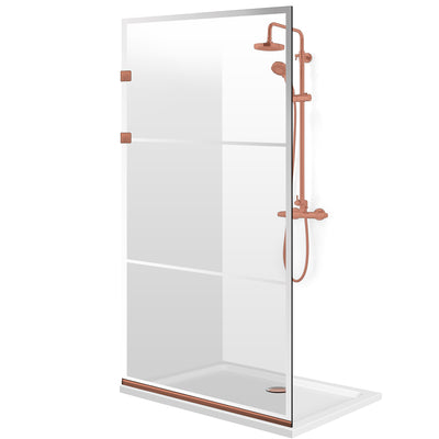 Zuhanyfal Walk-in, Rozsdamentes acél zuhanyfal, matt fekete, #Átlátszó #Víztiszta