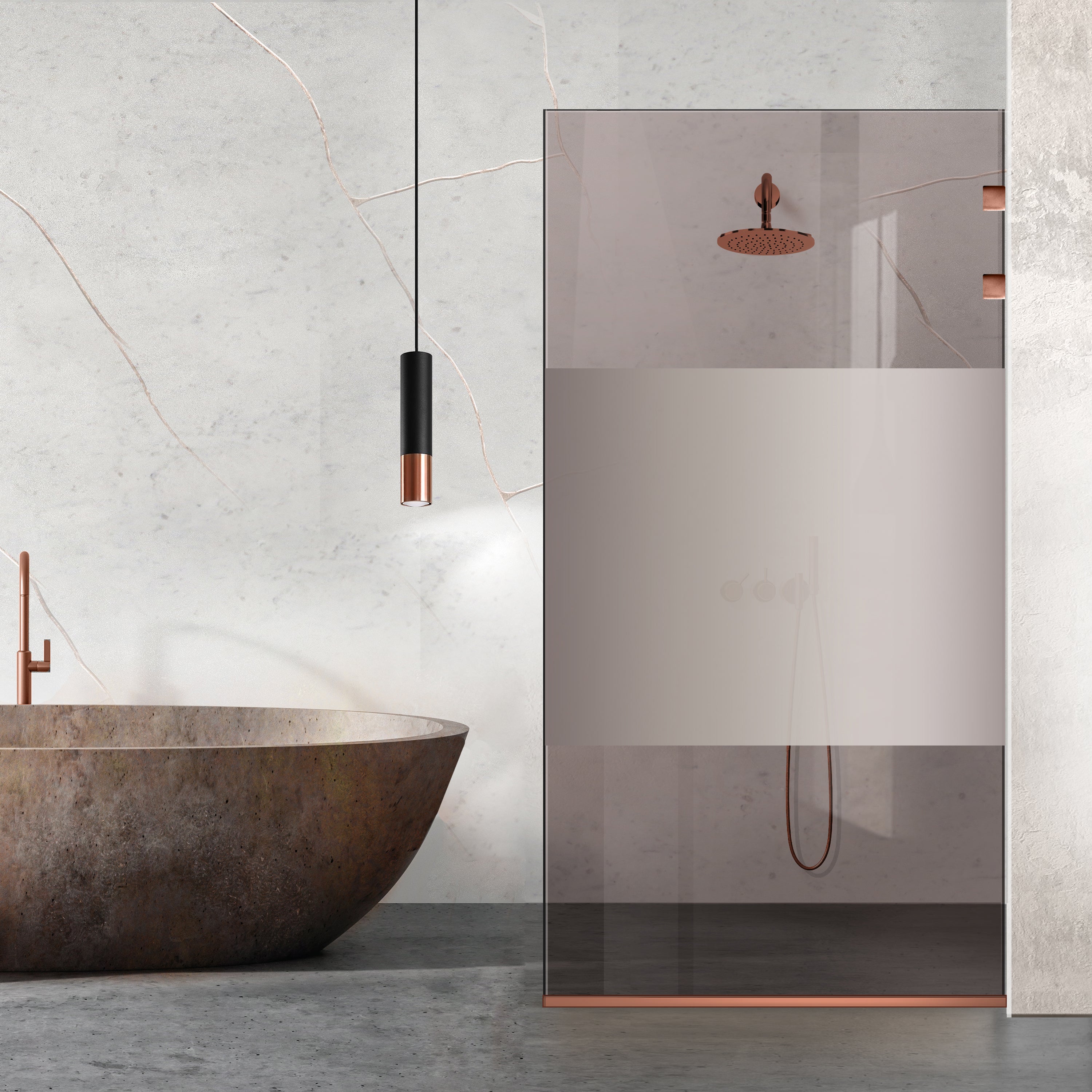 Zuhanyfal Walk-in, Zuhanyfal Rozsdamentes acél, réz #Bronz