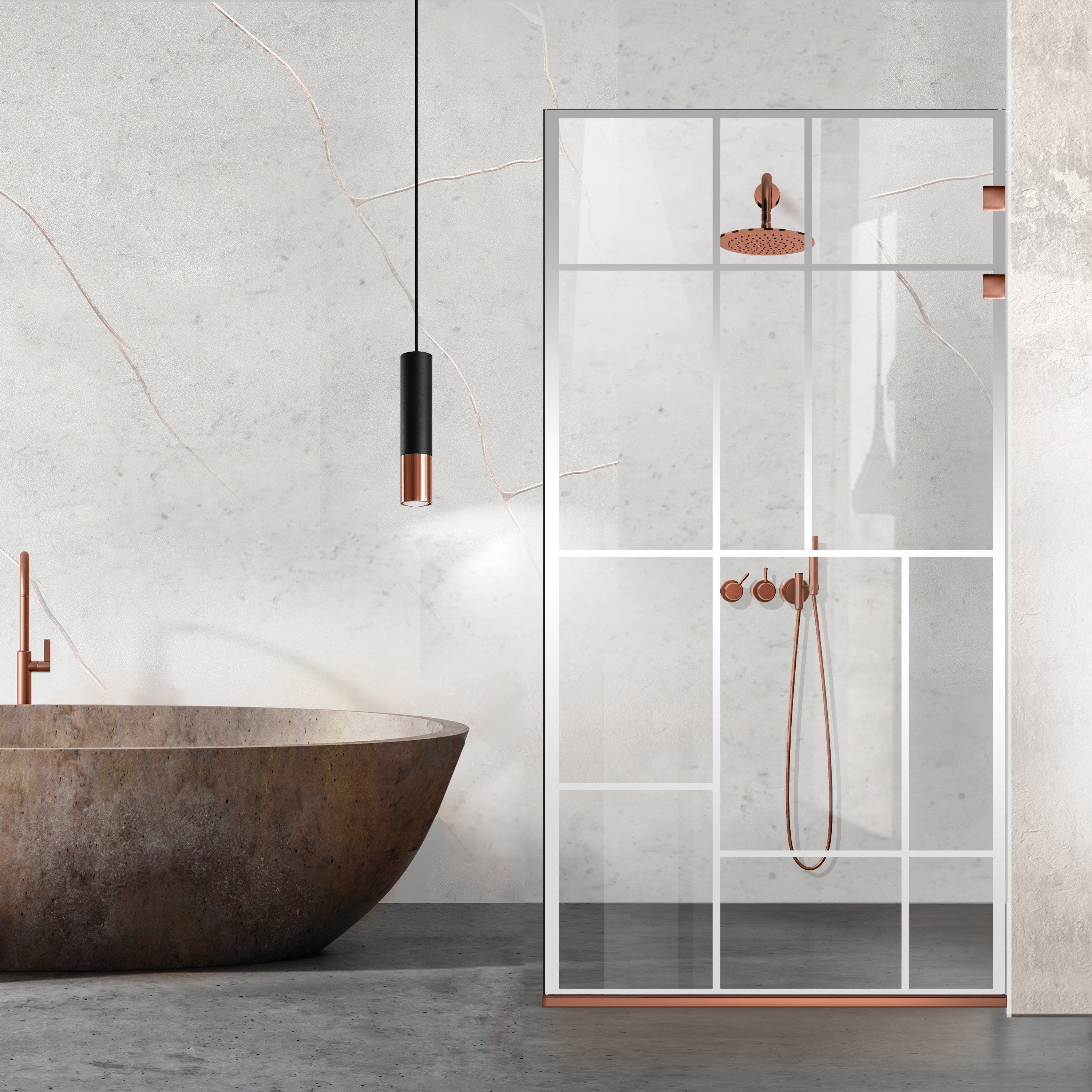 Zuhanyfal Walk-in, Rozsdamentes acél zuhanyfal, matt fekete, #Átlátszó #Víztiszta