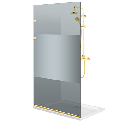 Zuhanyfal Walk-in, Rozsdamentes acél zuhanyfal, arany #Szürke