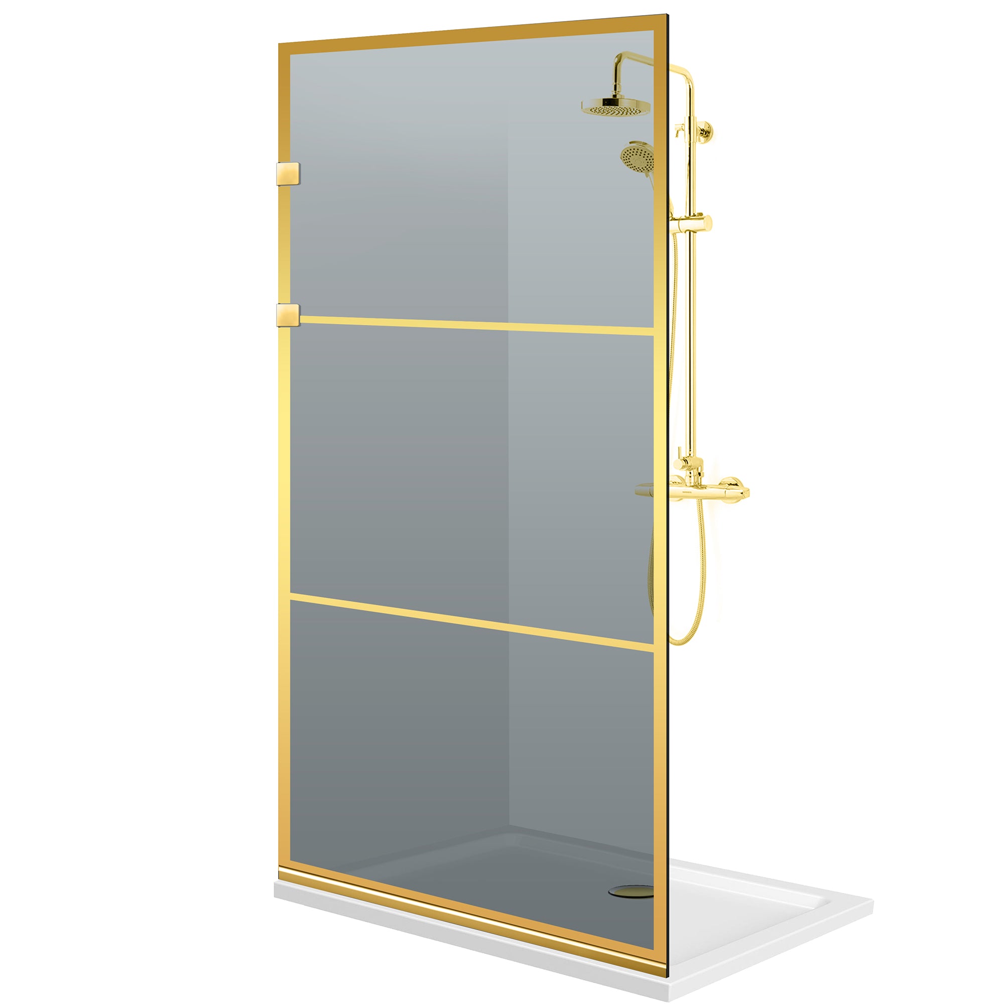 Zuhanyfal Walk-in, Rozsdamentes acél zuhanyfal, arany #Szürke