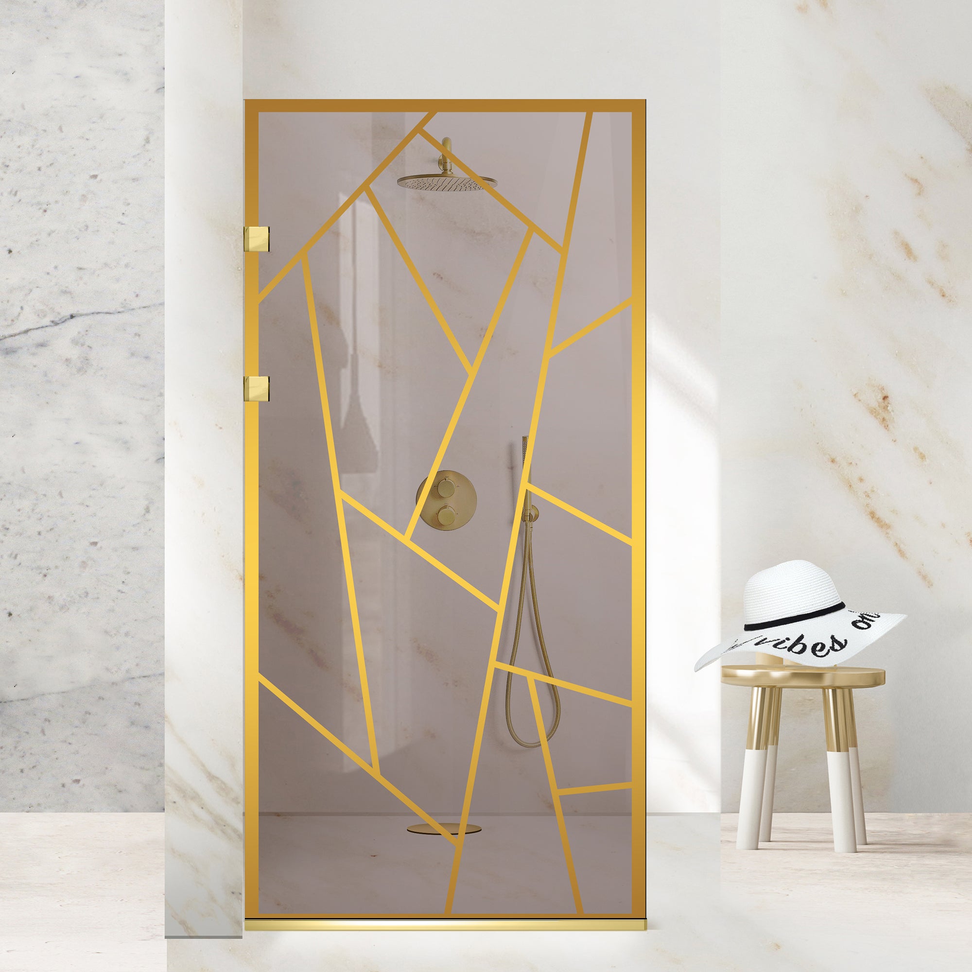 Zuhanyfal Walk-in, Zuhanyfal Rozsdamentes acél, arany #Bronz
