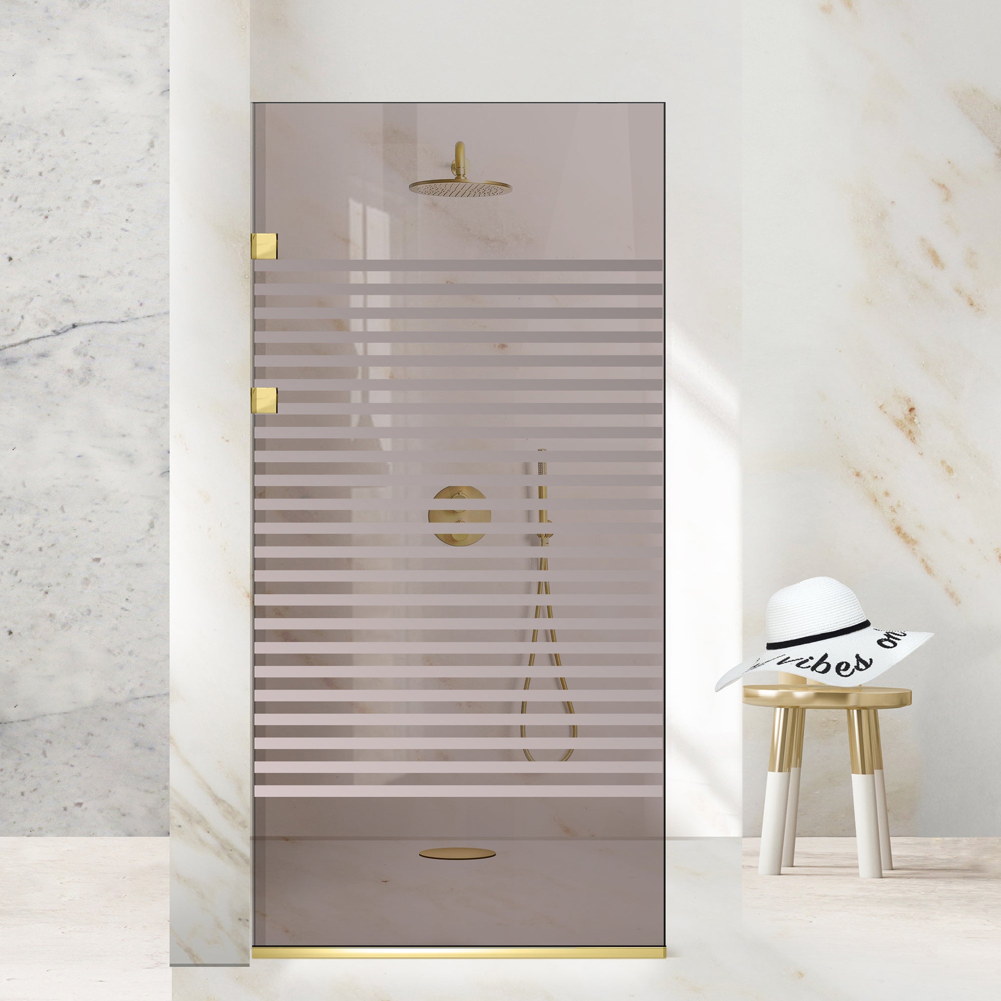 Zuhanyfal Walk-in, Zuhanyfal Rozsdamentes acél, arany #Bronz