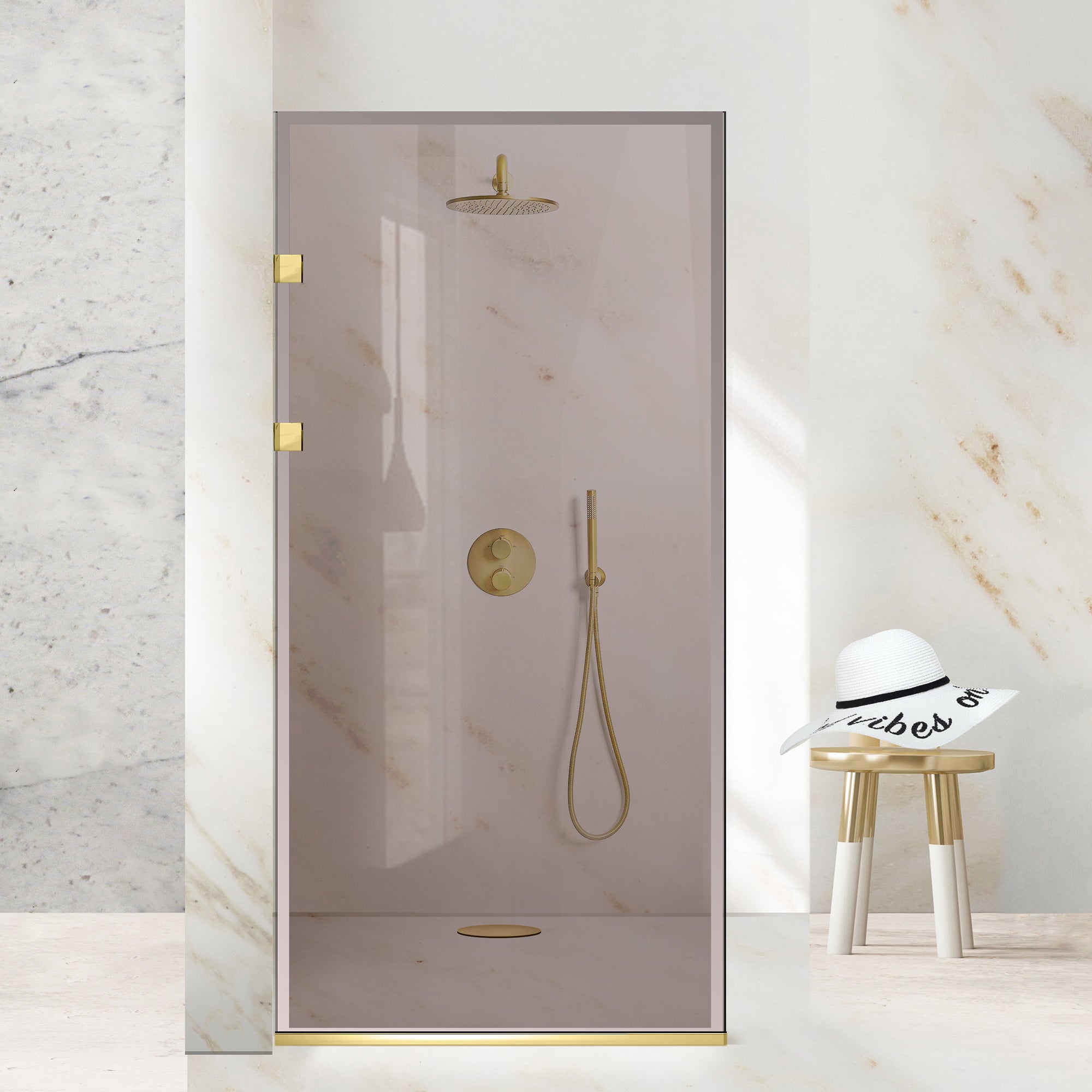 Zuhanyfal Walk-in, Zuhanyfal Rozsdamentes acél, arany #Bronz