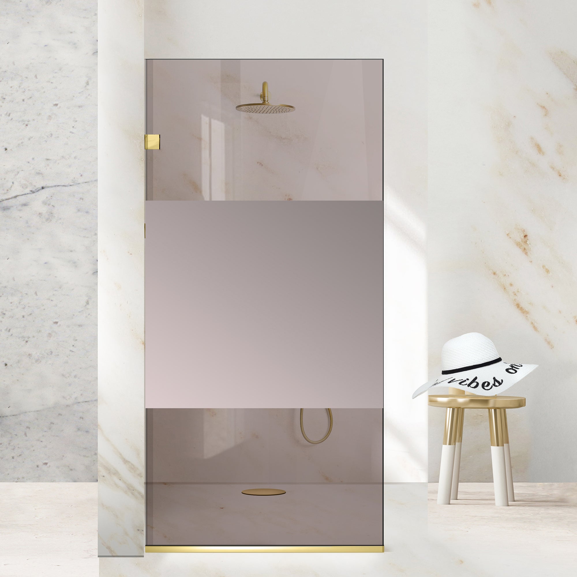 Zuhanyfal Walk-in, Zuhanyfal Rozsdamentes acél, arany #Bronz