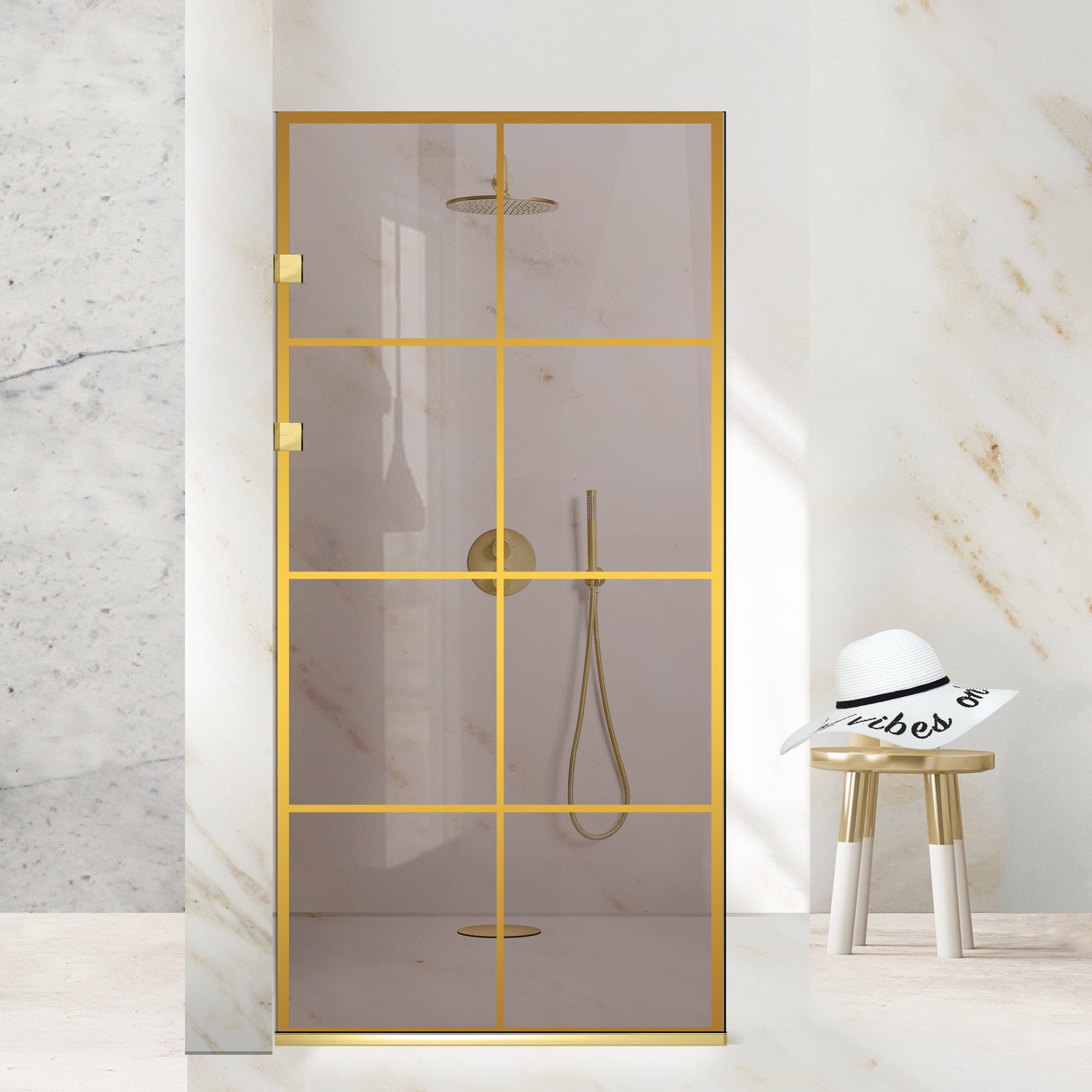 Zuhanyfal Walk-in, Zuhanyfal Rozsdamentes acél, arany #Bronz