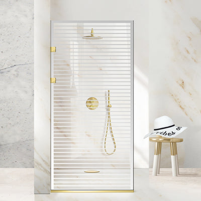 Zuhanyfal Walk-in, Rozsdamentes acél zuhanyfal, aranyszínű, #Átlátszó #Víztiszta