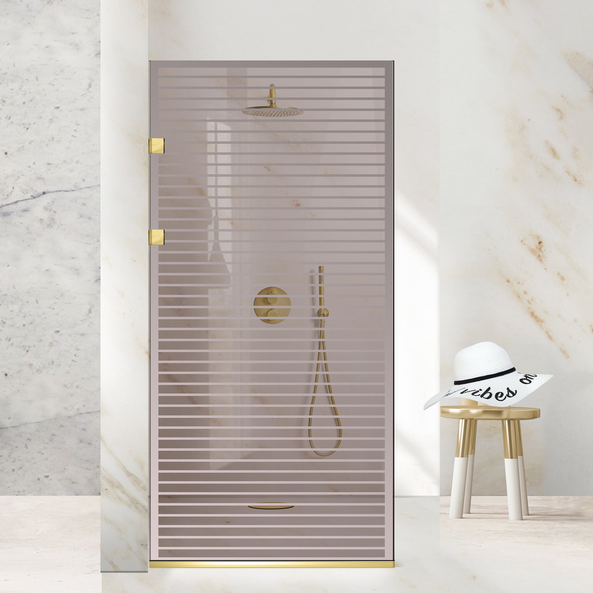 Zuhanyfal Walk-in, Zuhanyfal Rozsdamentes acél, arany #Bronz