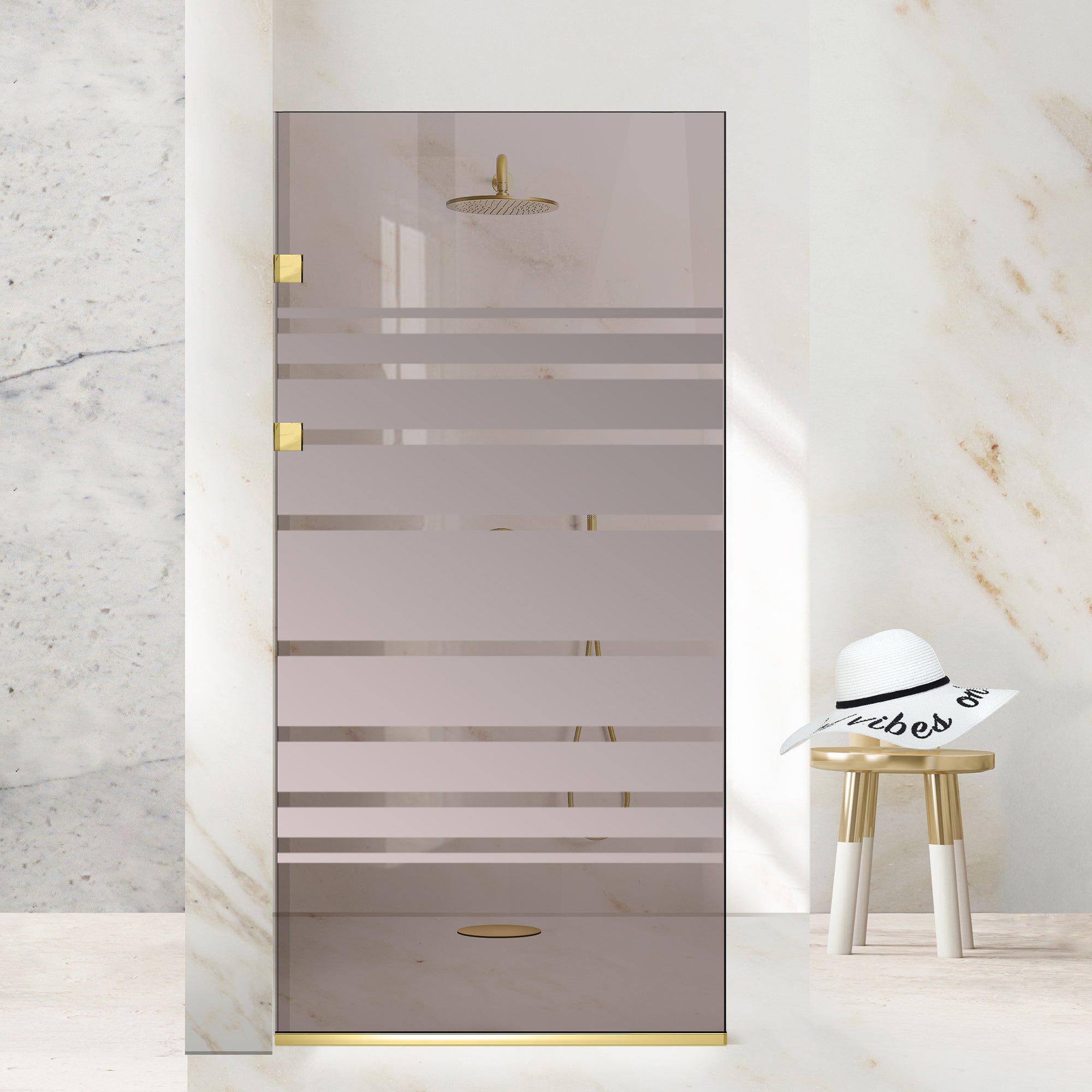 Zuhanyfal Walk-in, Zuhanyfal Rozsdamentes acél, arany #Bronz