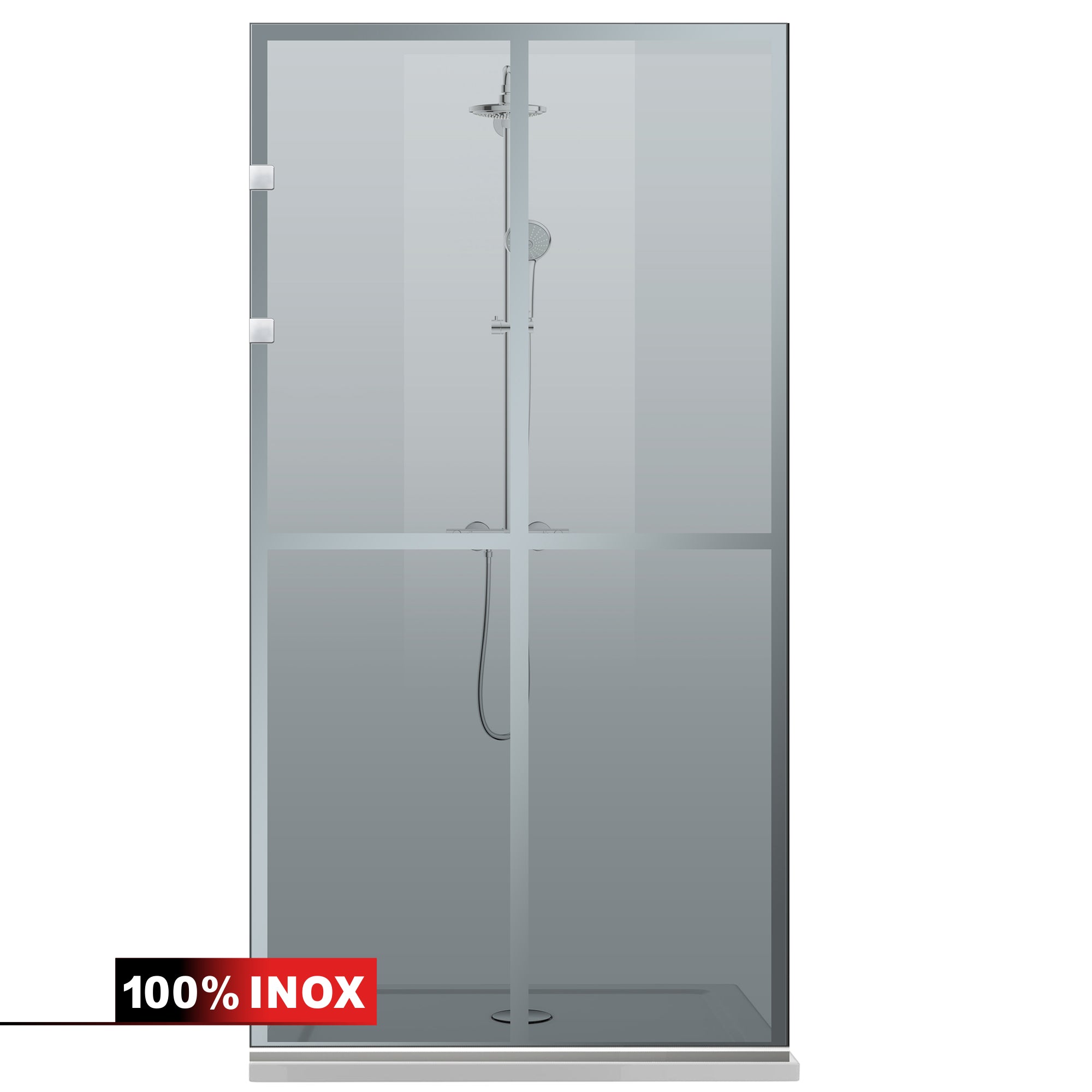 Zuhanyfal Walk-in, Zuhanyfal Rozsdamentes acél, #Szürke