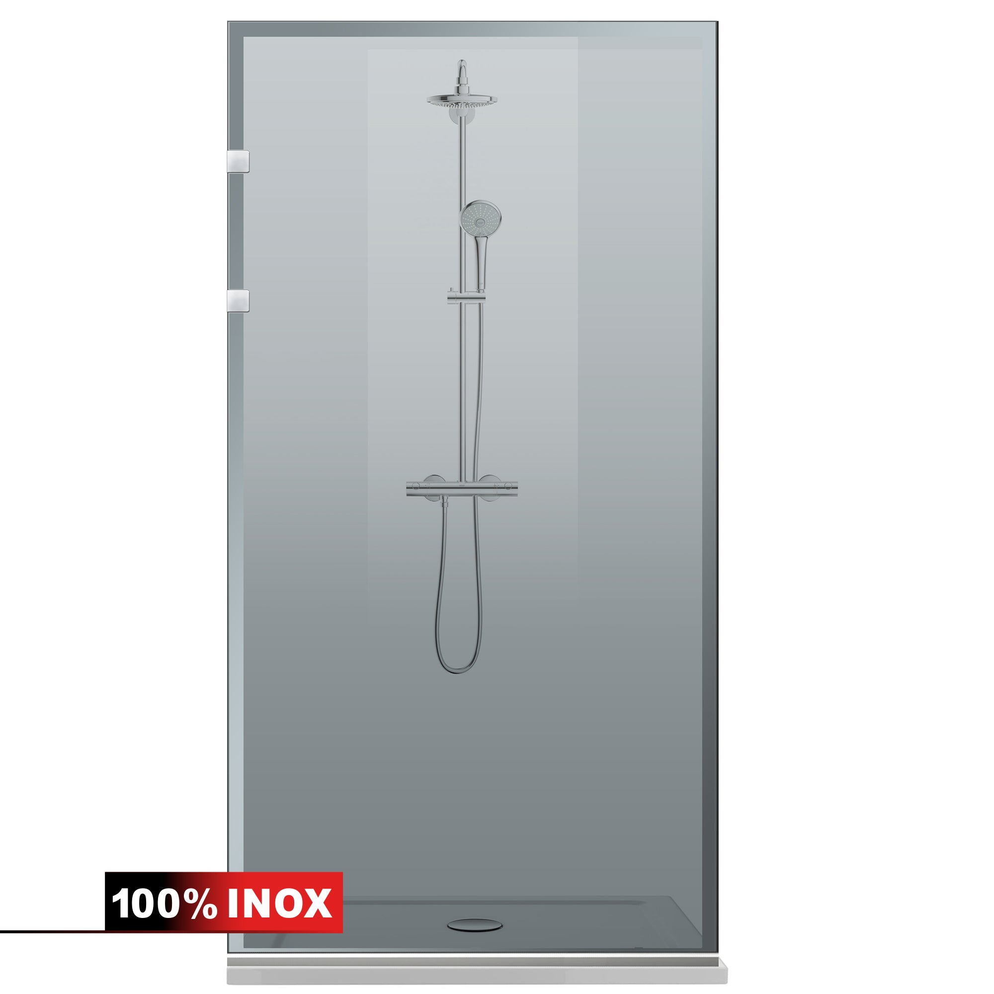 Zuhanyfal Walk-in, Zuhanyfal Rozsdamentes acél, #Szürke