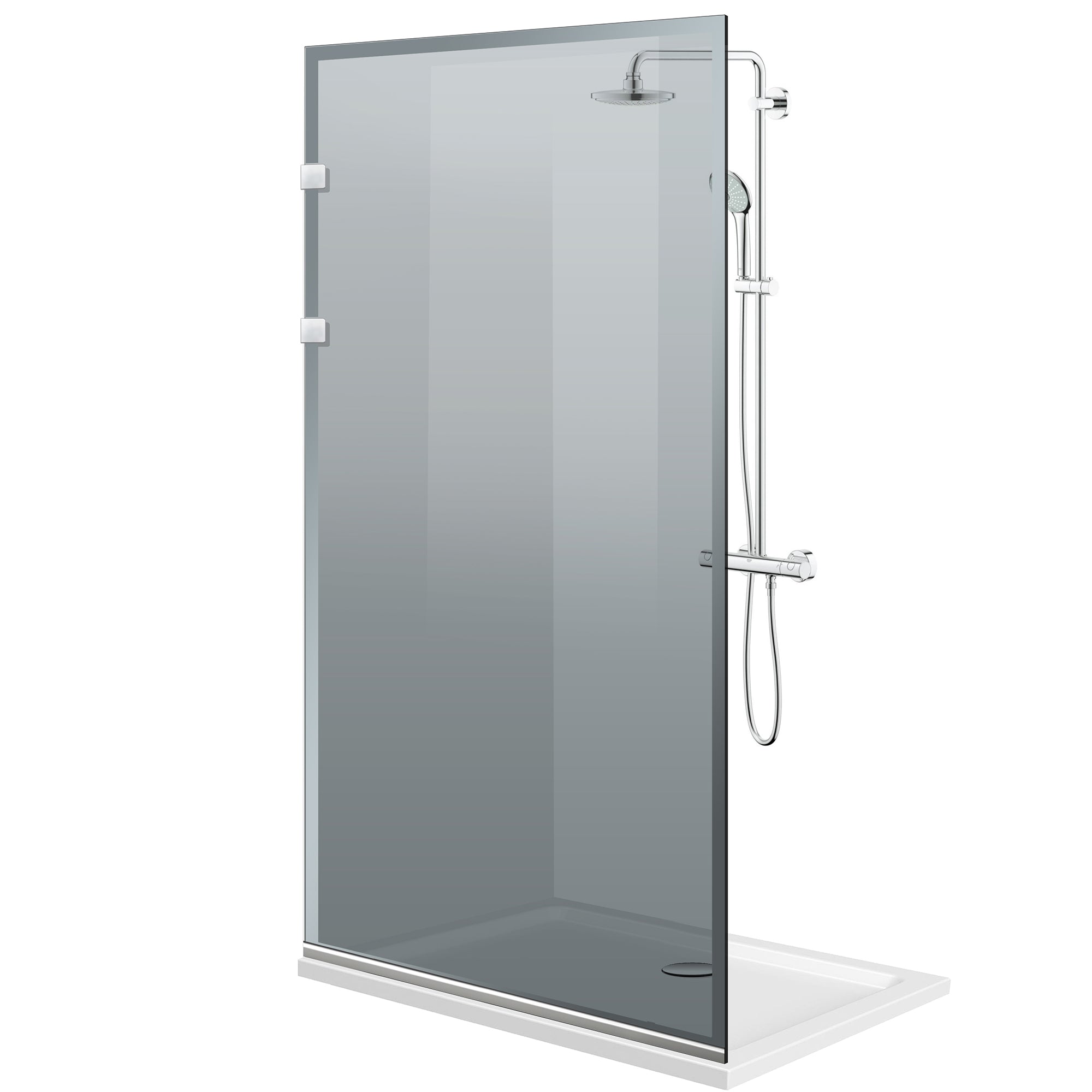 Zuhanyfal Walk-in, Zuhanyfal Rozsdamentes acél, #Szürke