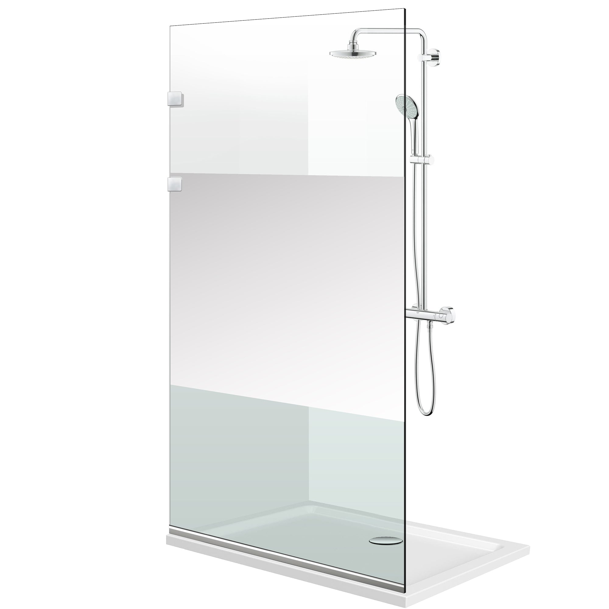Aqua Elegance ® INOX walk-in zuhanyfal, Line színtelen modell, teljes rozsdamentes acél szerelvények, átlátszó, biztonsági üveg