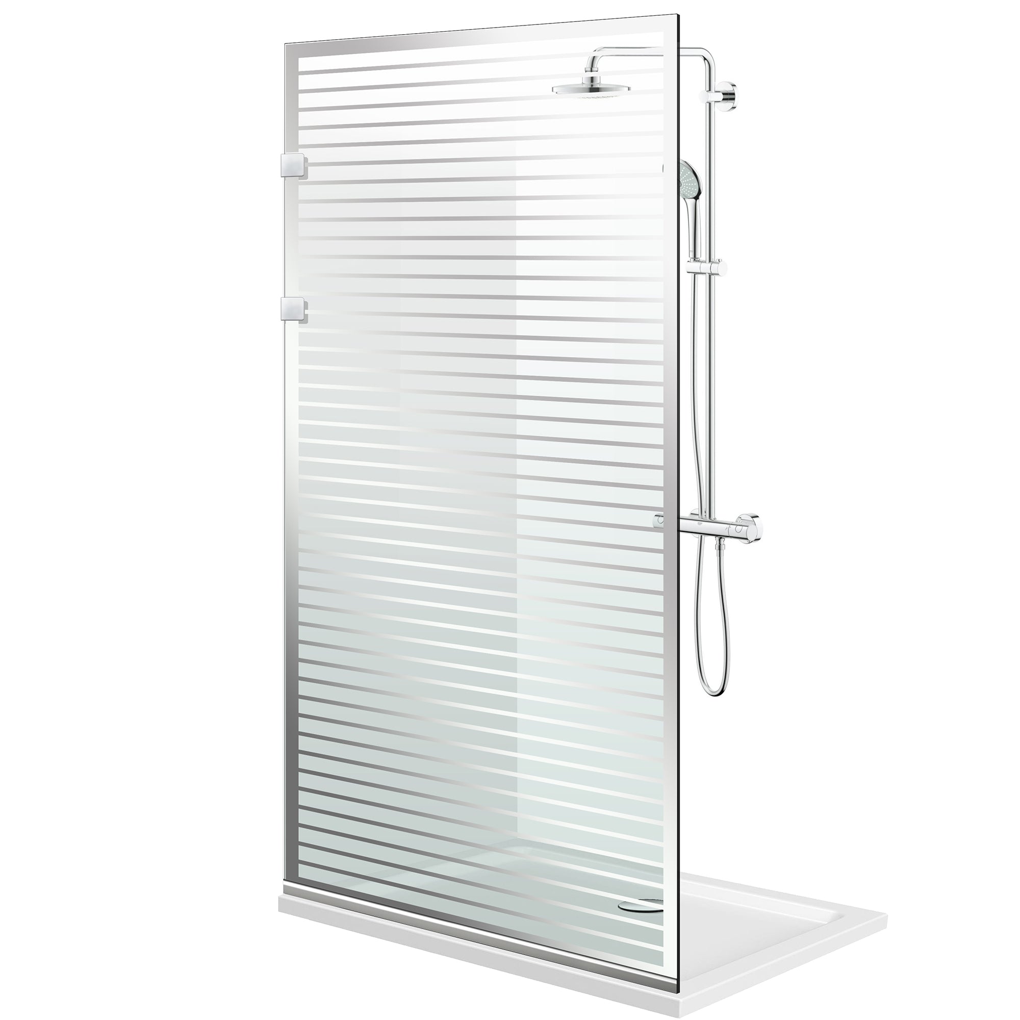 Aqua Elegance ® INOX walk-in zuhanyfal, Moris színtelen modell, teljes rozsdamentes acél szerelvények, átlátszó, biztonsági üveg