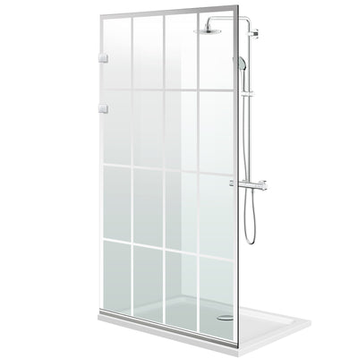 Aqua Elegance ® INOX walk-in zuhanyfal, Rank színtelen modell, teljes rozsdamentes acél szerelvények, átlátszó, biztonsági üveg