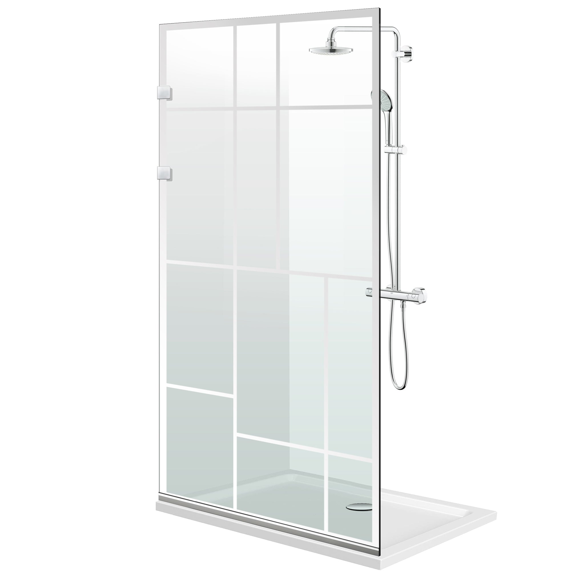 Aqua Elegance ® INOX walk-in zuhanyfal, Urban színtelen modell, teljes rozsdamentes acél szerelvények, átlátszó, biztonsági üveg