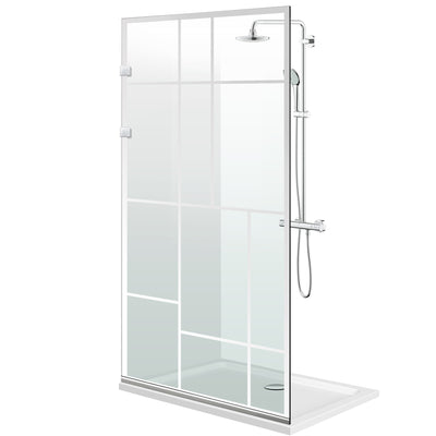 Aqua Elegance ® INOX walk-in zuhanyfal, Urban színtelen modell, teljes rozsdamentes acél szerelvények, átlátszó, biztonsági üveg