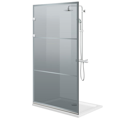 Zuhanyfal Walk-in, Zuhanyfal Rozsdamentes acél, #Szürke