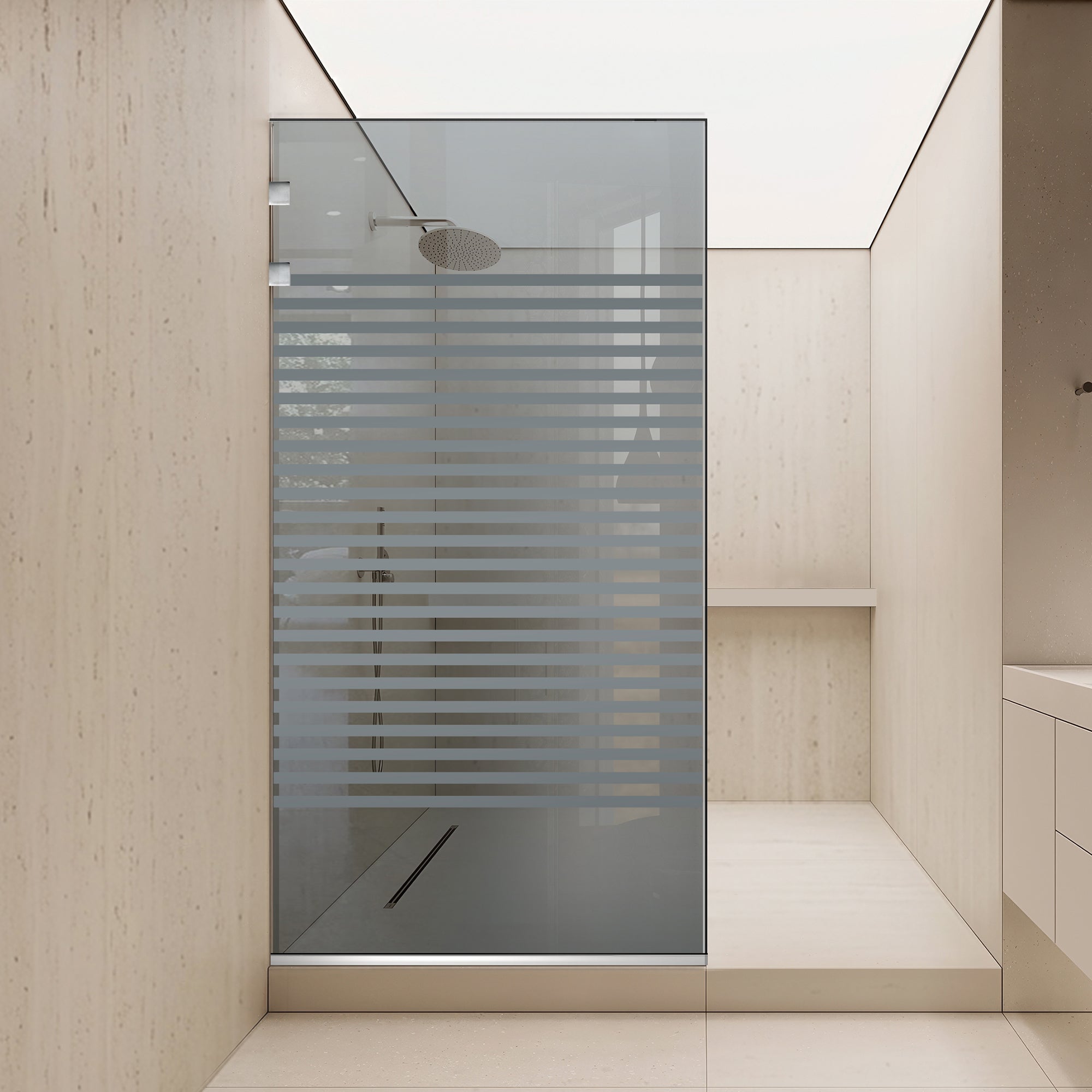 Zuhanyfal Walk-in, Zuhanyfal Rozsdamentes acél, #Szürke