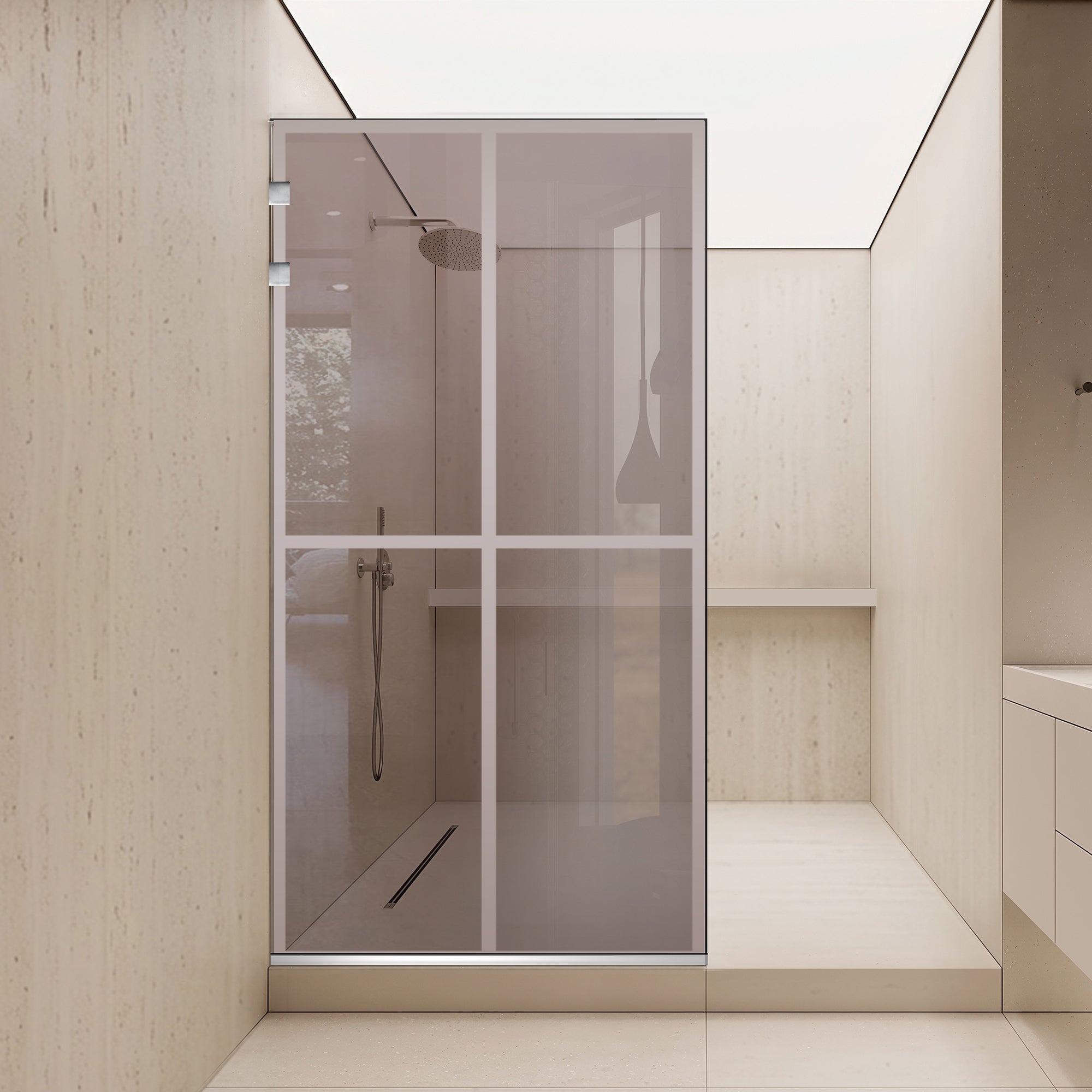 Zuhanyfal Walk-in, Zuhanyfal Rozsdamentes acél, #Bronz