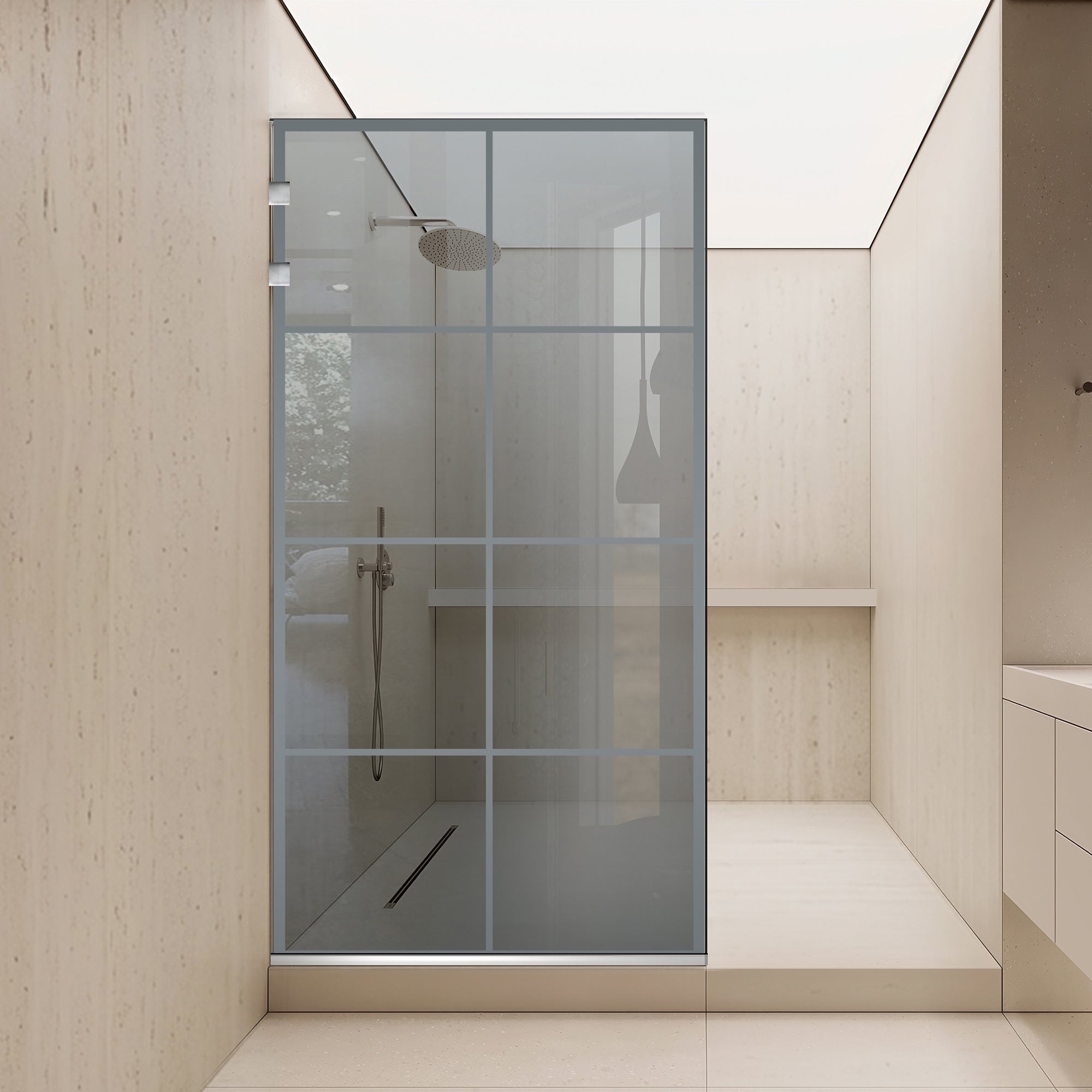 Zuhanyfal Walk-in, Zuhanyfal Rozsdamentes acél, #Szürke