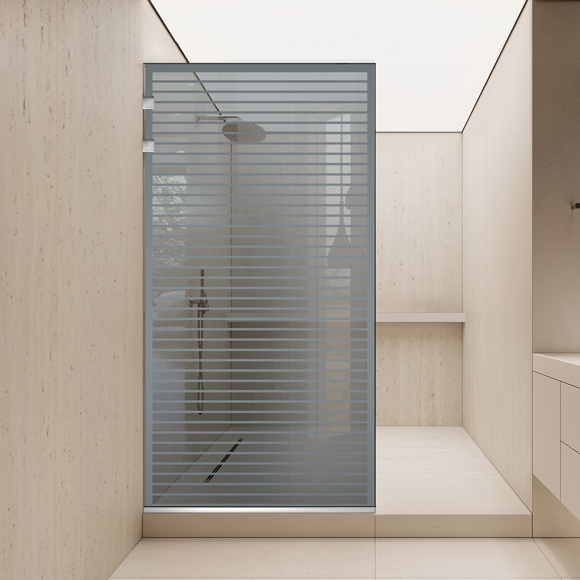 Zuhanyfal Walk-in, Zuhanyfal Rozsdamentes acél, #Szürke