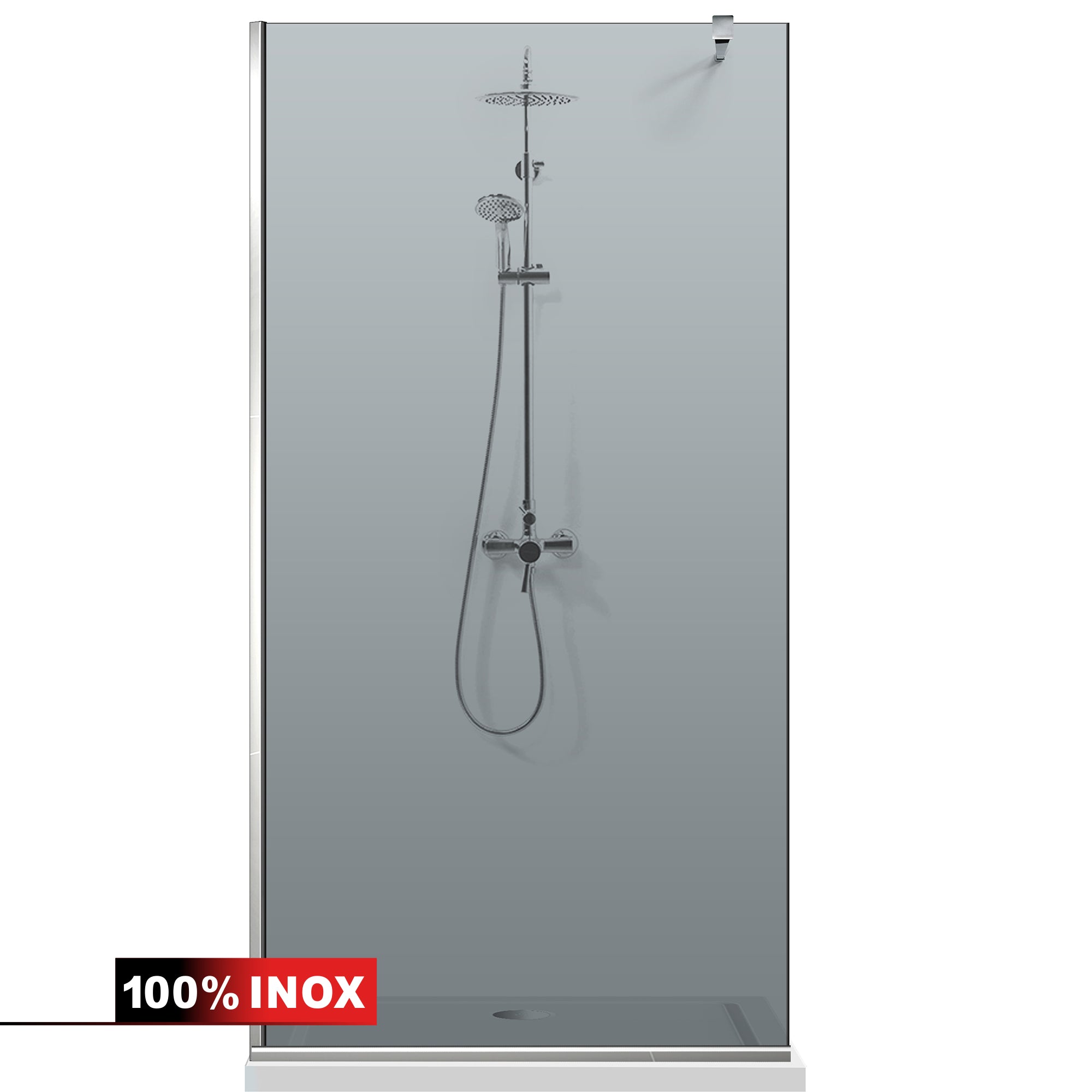 Zuhanyfal Walk-in, Zuhanyfal Rozsdamentes acél, #Szürke #Szürke