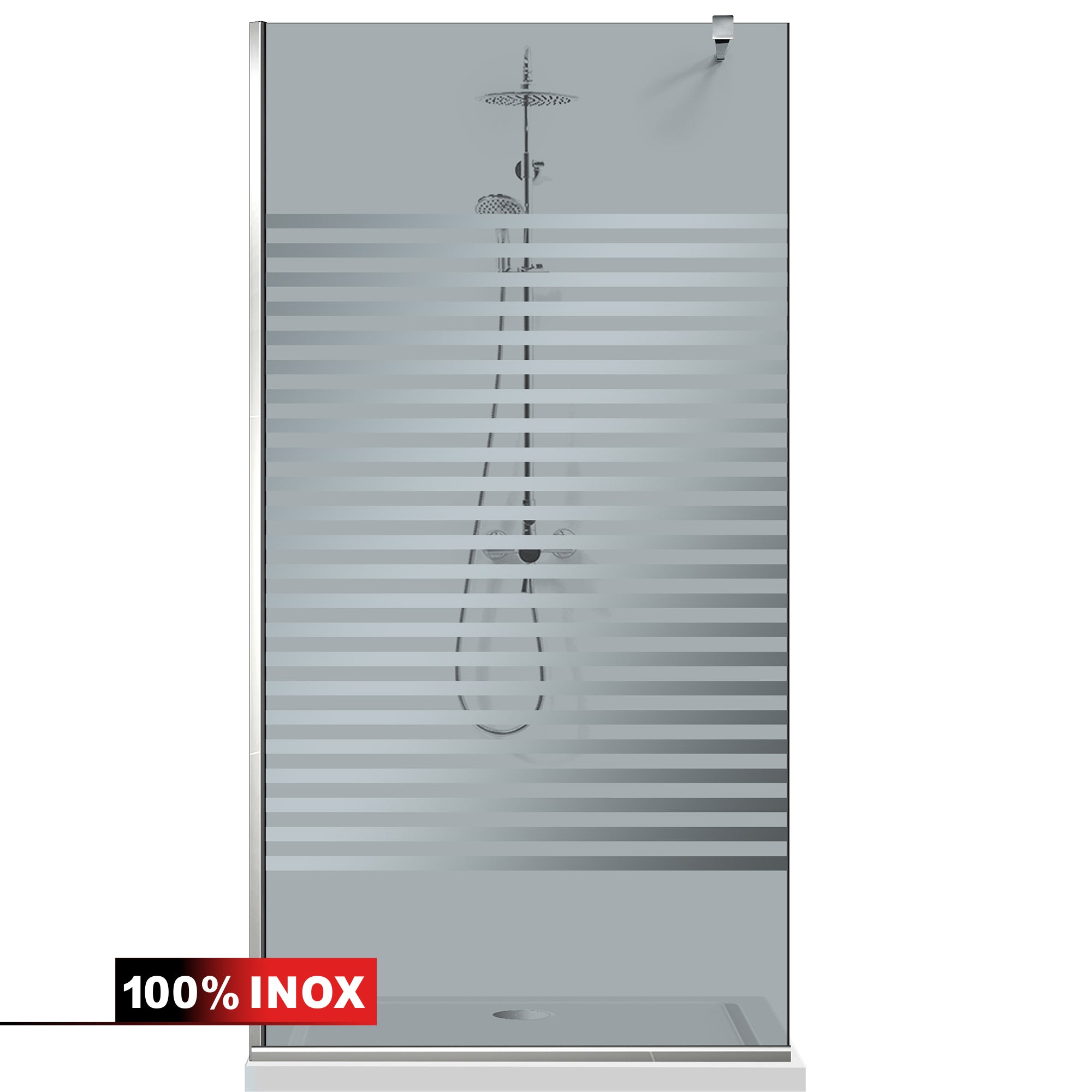 Zuhanyfal Walk-in, Zuhanyfal Rozsdamentes acél, #Szürke #Szürke