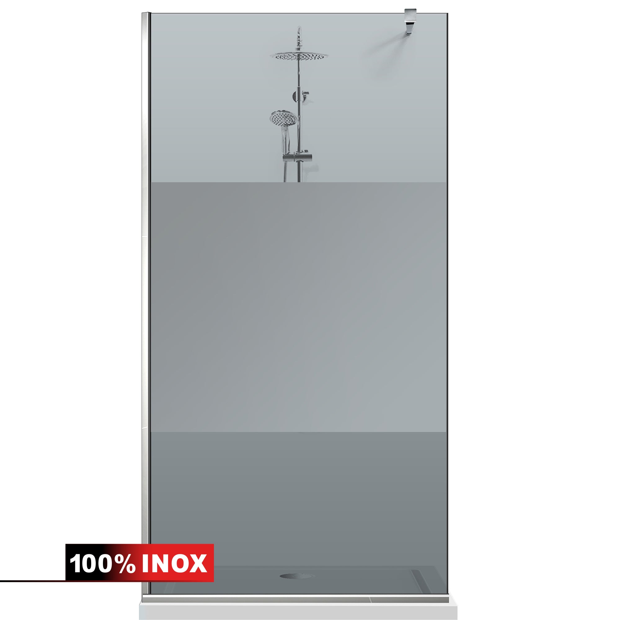 Zuhanyfal Walk-in, Zuhanyfal Rozsdamentes acél, #Szürke #Szürke