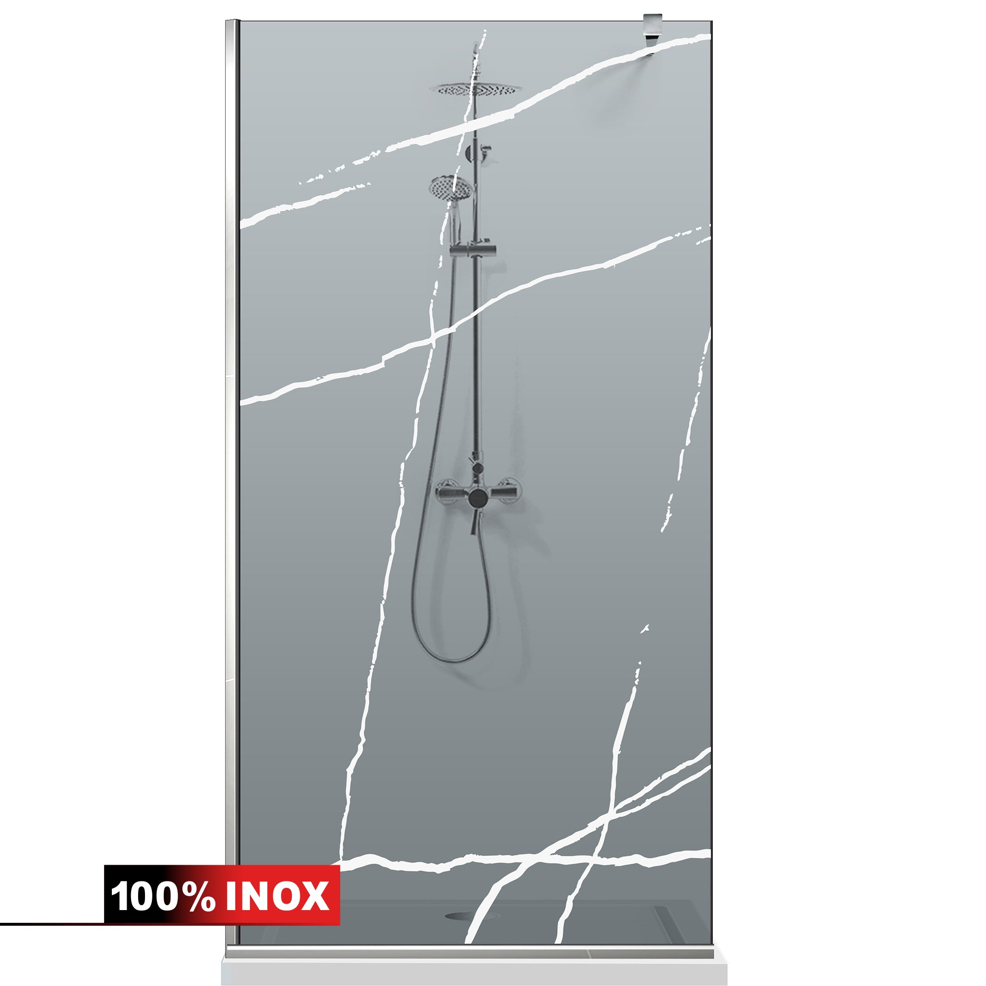 Paravan dus Walk-in, Perete dus  Inox, #Gri #Szürke