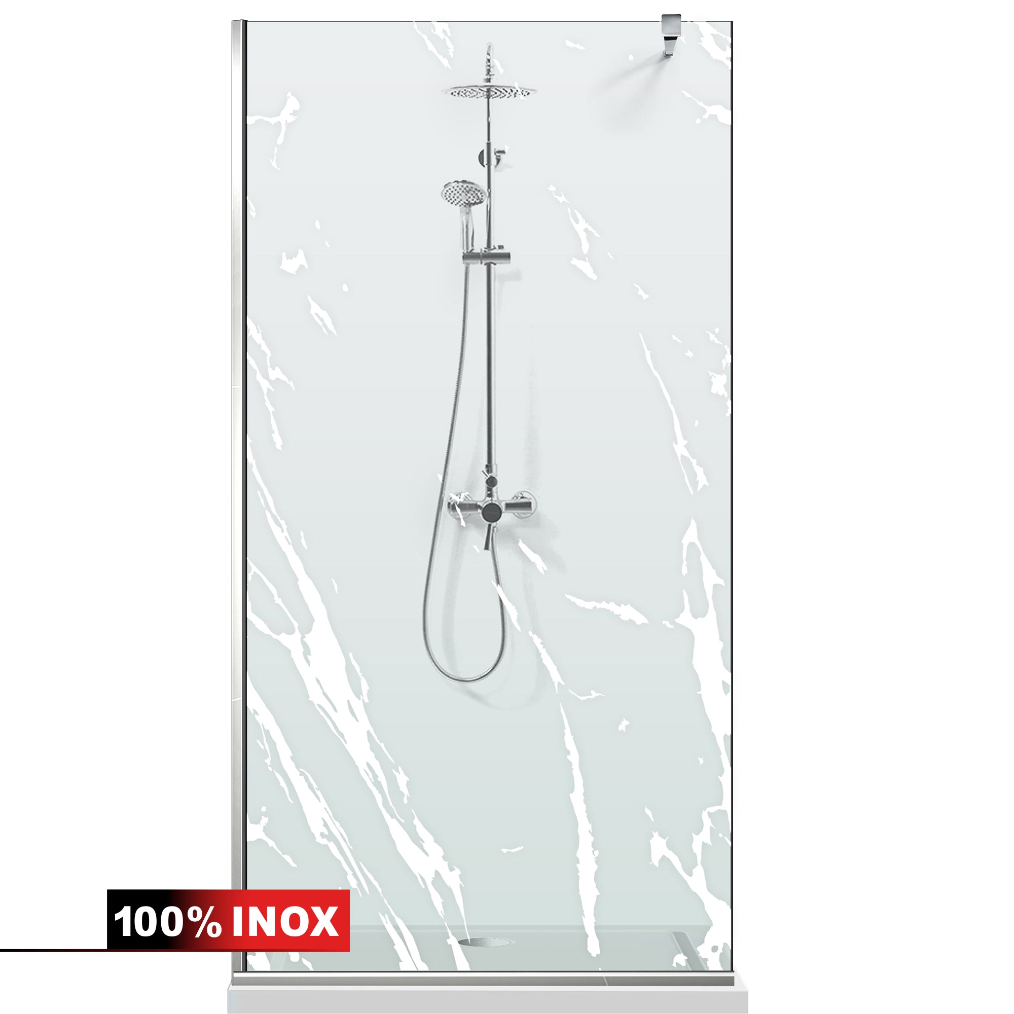 Paravan dus Walk-in, Perete dus  Inox, #Clara #Víztiszta