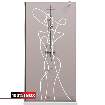 Paravan dus Walk-in, Perete dus  Inox, #Bronz #Bronz