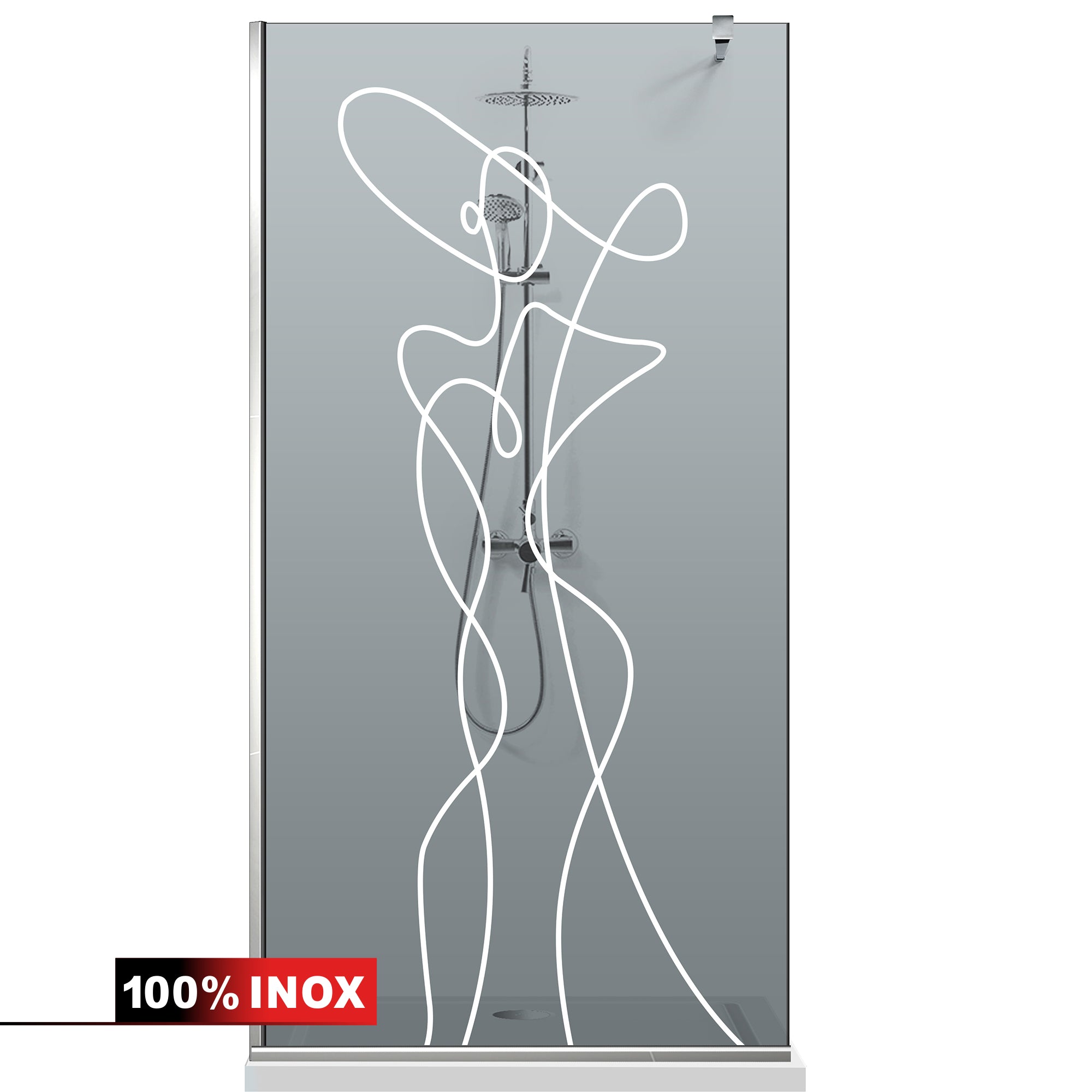 Paravan dus Walk-in, Perete dus  Inox, #Gri #Szürke