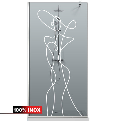 Paravan dus Walk-in, Perete dus  Inox, #Gri #Szürke
