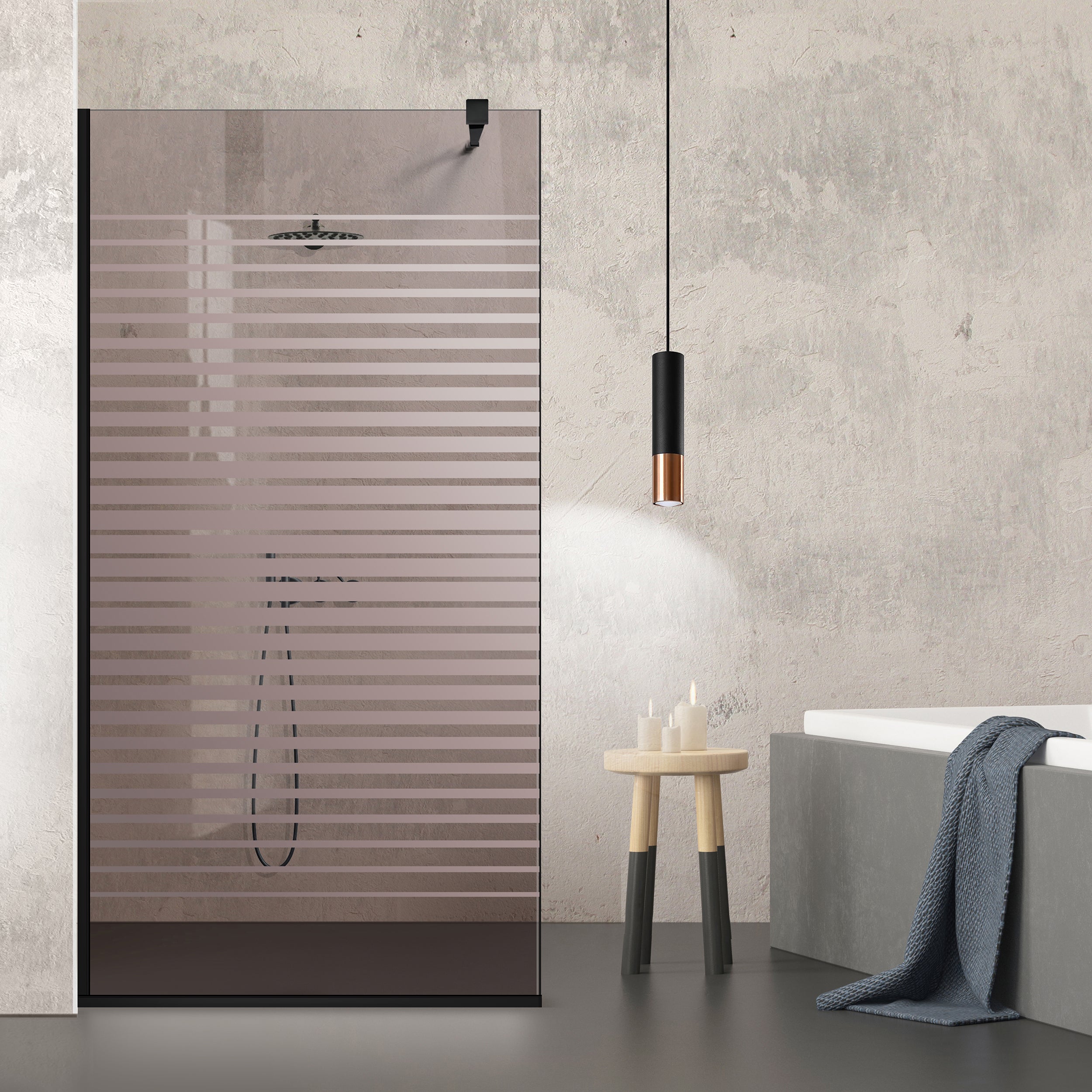 Zuhanyfal Walk-in, fekete zuhanyfal, #Bronz #Bronz