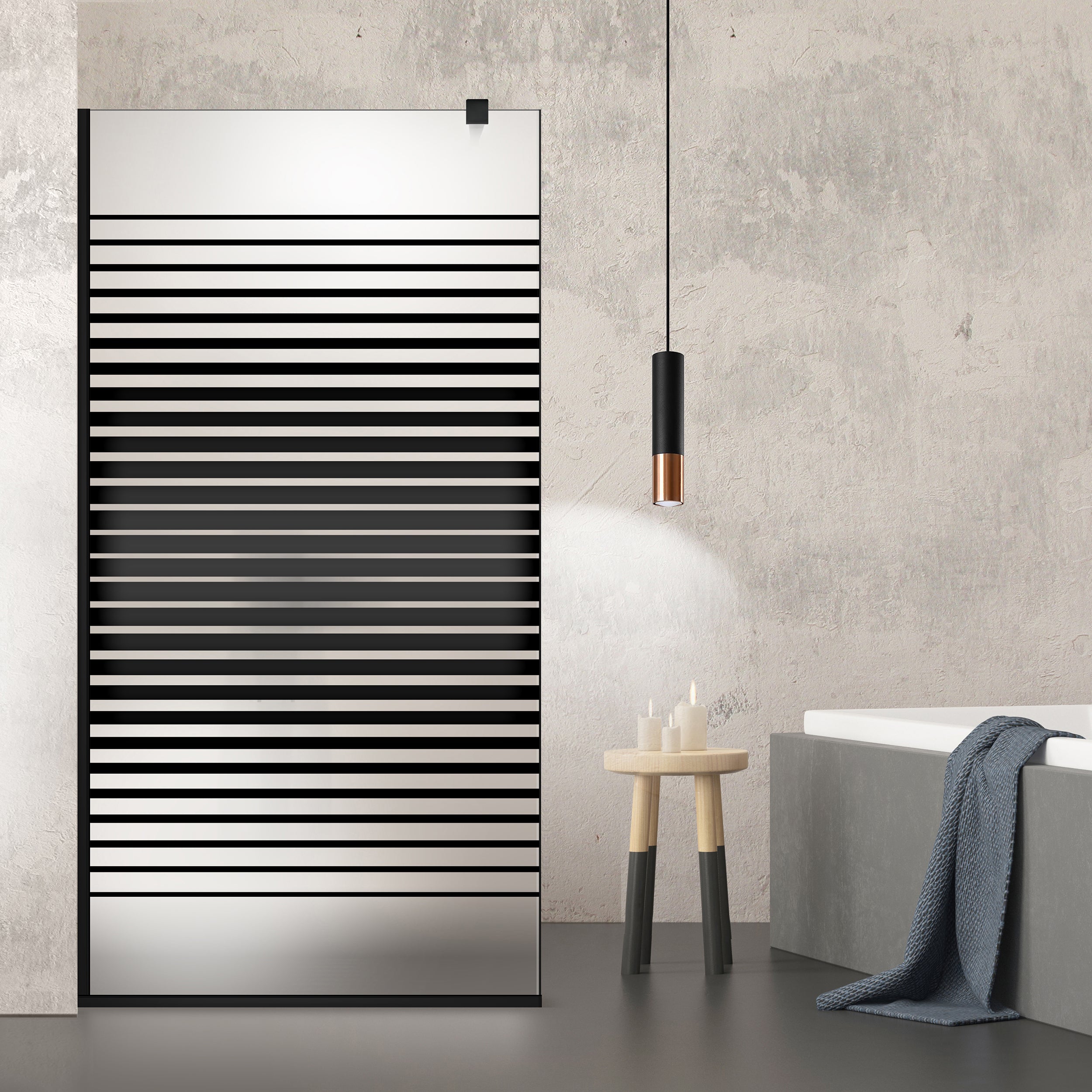Zuhanyfal Walk-in, fekete zuhanyfal, #Matt #Matt