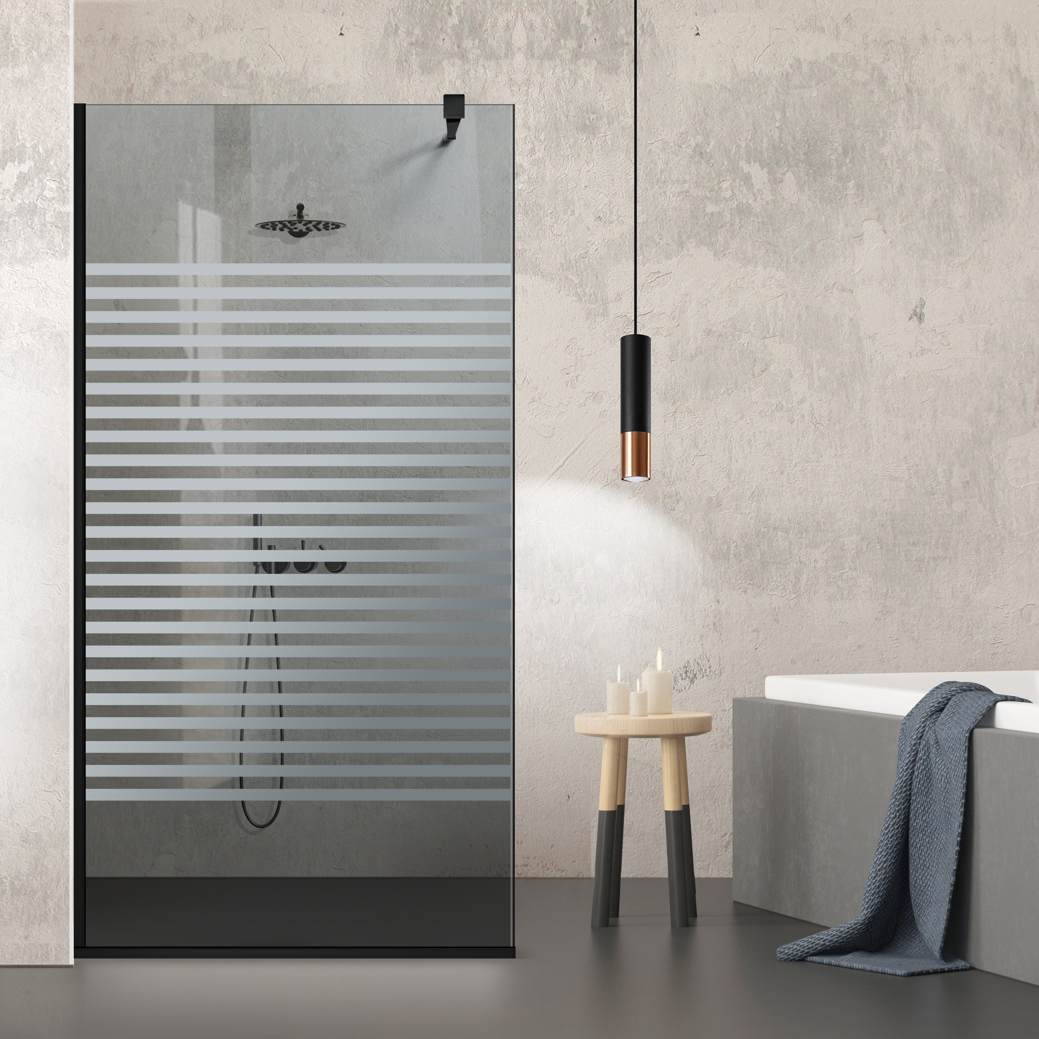 Zuhanyfal Walk-in, fekete zuhanyfal, #Szürke #Szürke