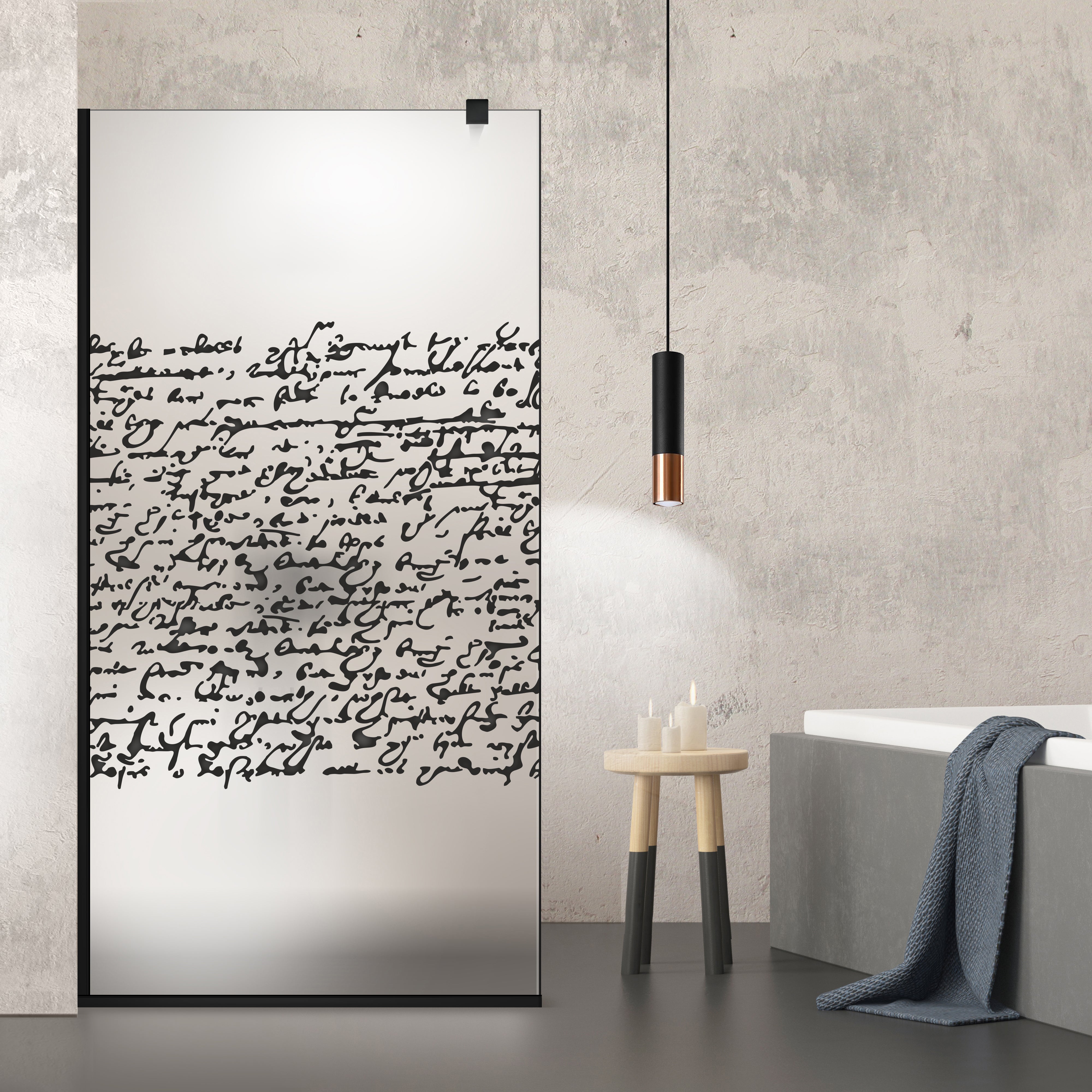 Zuhanyfal Walk-in, fekete zuhanyfal, #Matt #Matt