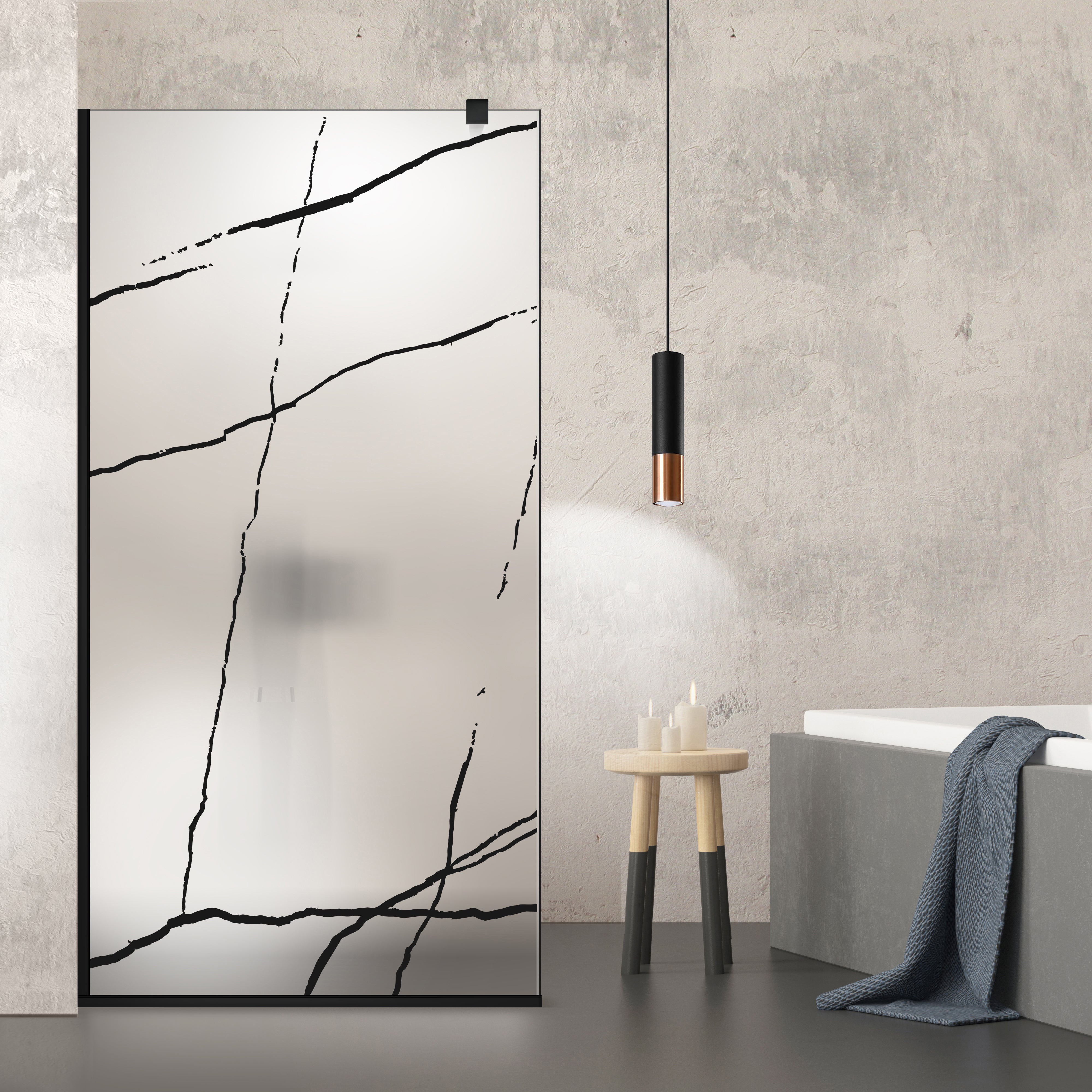 Zuhanyfal Walk-in, fekete zuhanyfal, #Matt #Matt