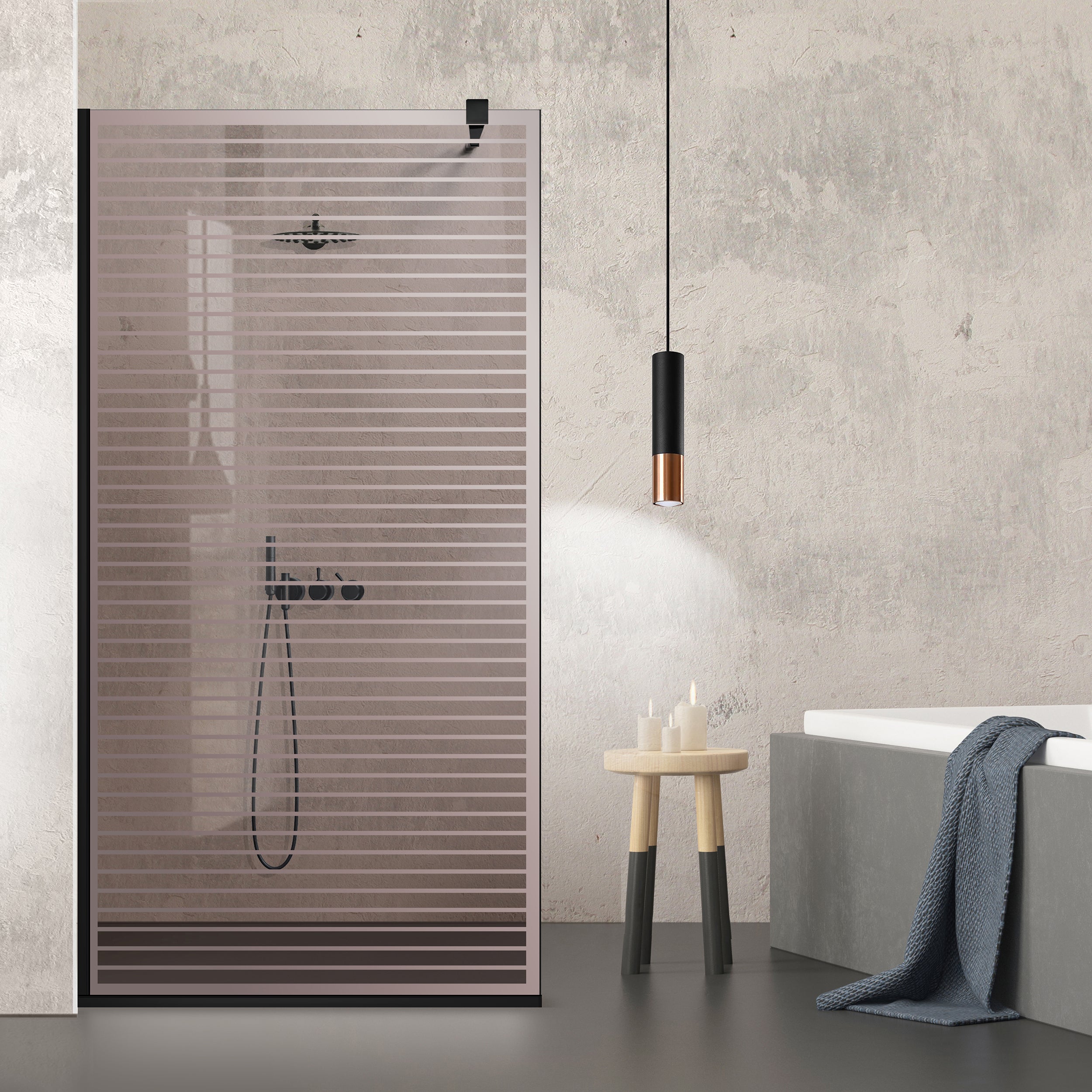 Zuhanyfal Walk-in, fekete zuhanyfal, #Bronz #Bronz