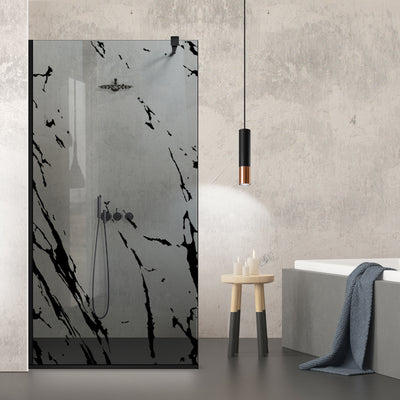 Zuhanyfal Walk-in, fekete zuhanyfal, #Szürke #Szürke
