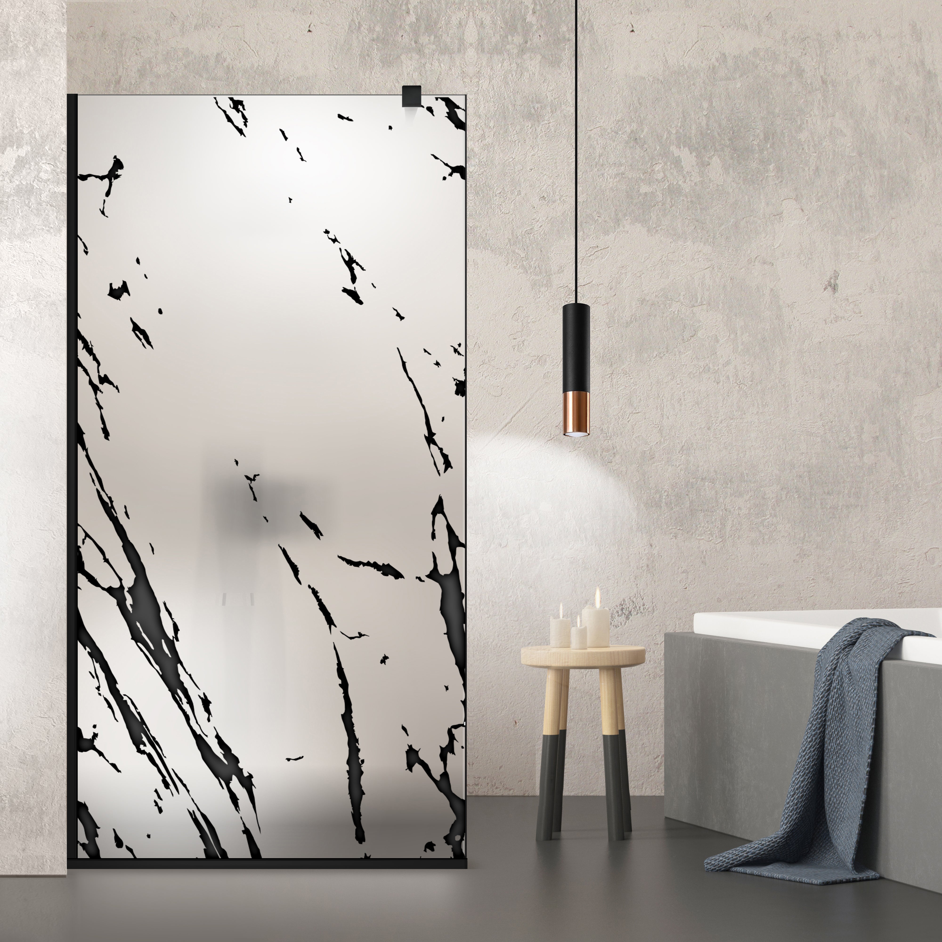 Zuhanyfal Walk-in, fekete zuhanyfal, #Matt #Matt