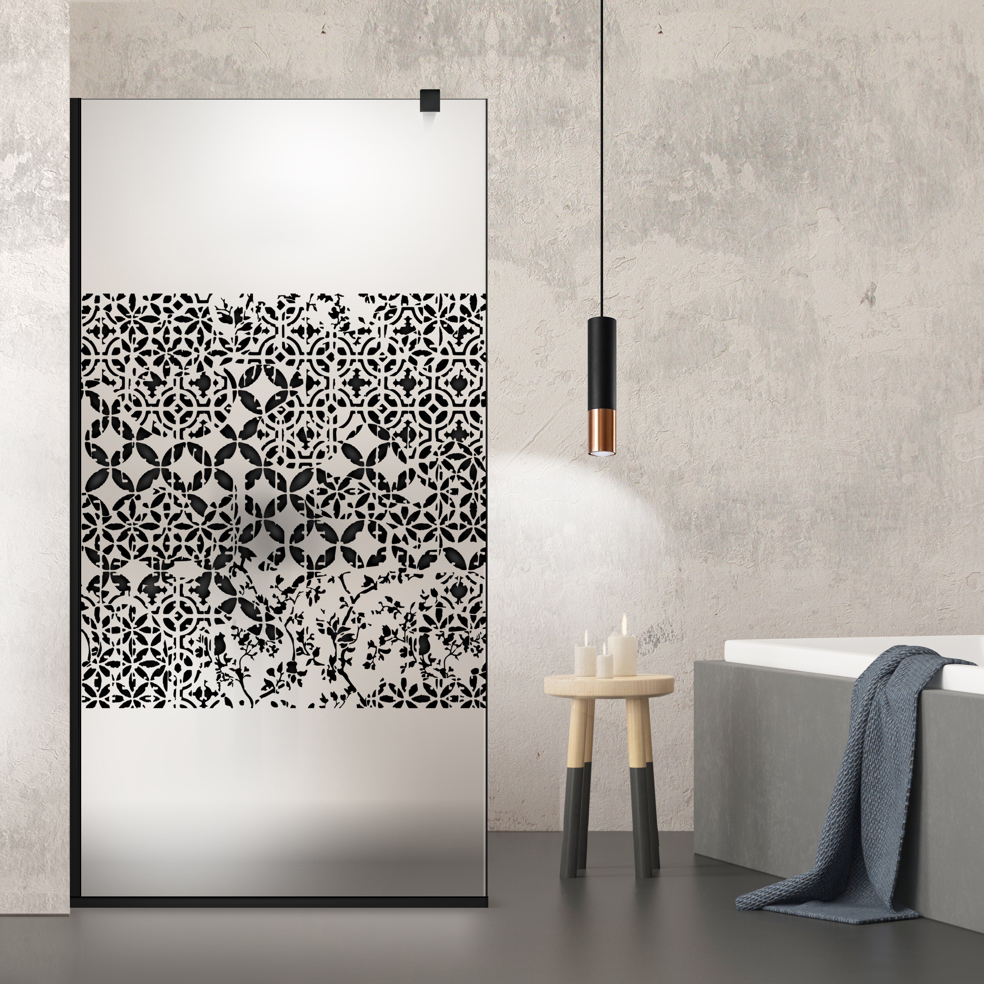 Zuhanyfal Walk-in, fekete zuhanyfal, #Matt #Matt