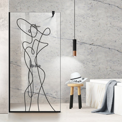 Zuhanyfal Walk-in, fekete zuhanyfal, #Átlátszó #Víztiszta