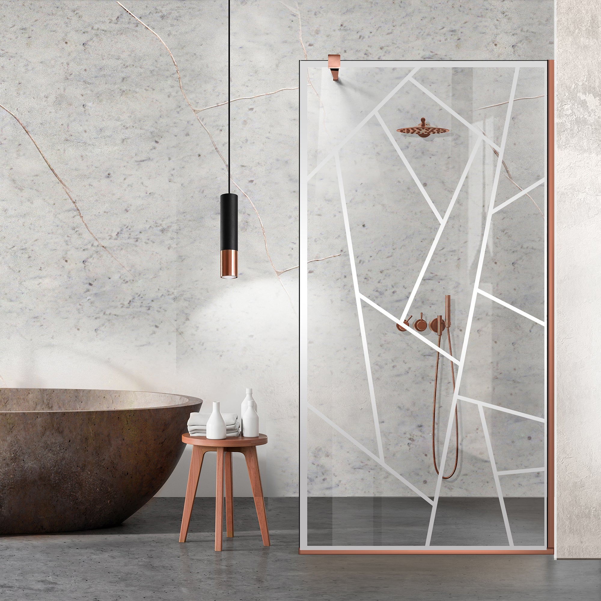 Zuhanyfal Walk-in, Copper zuhanyfal, #Átlátszó #Víztiszta