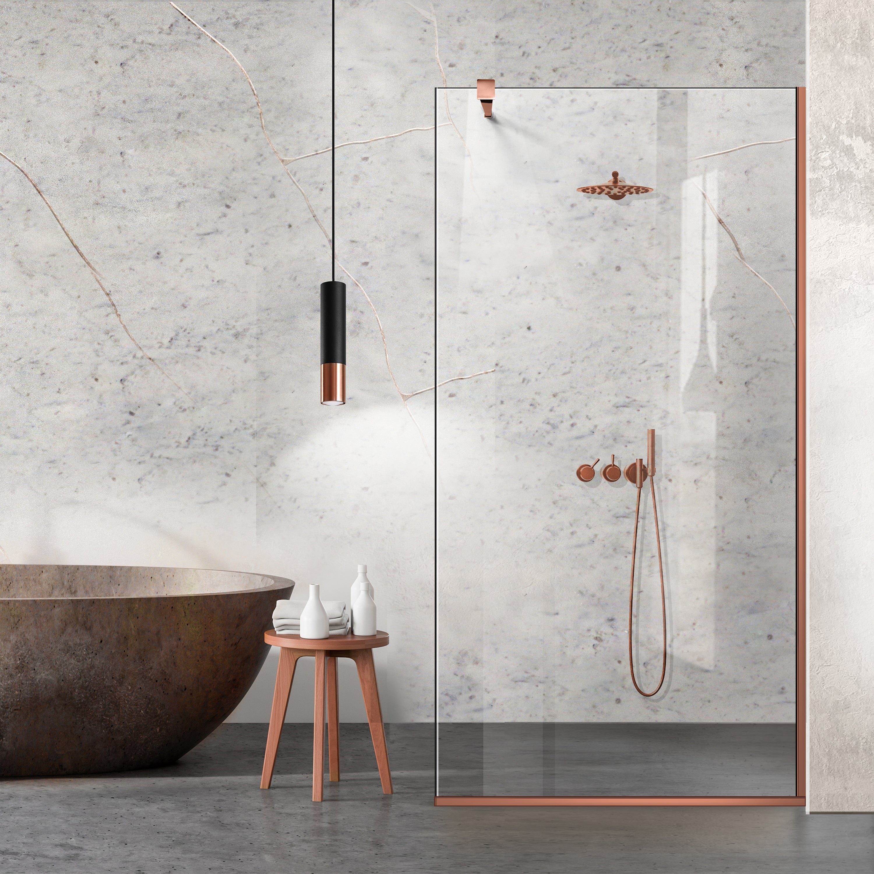 Zuhanyfal Walk-in, Copper zuhanyfal, #Átlátszó #Víztiszta