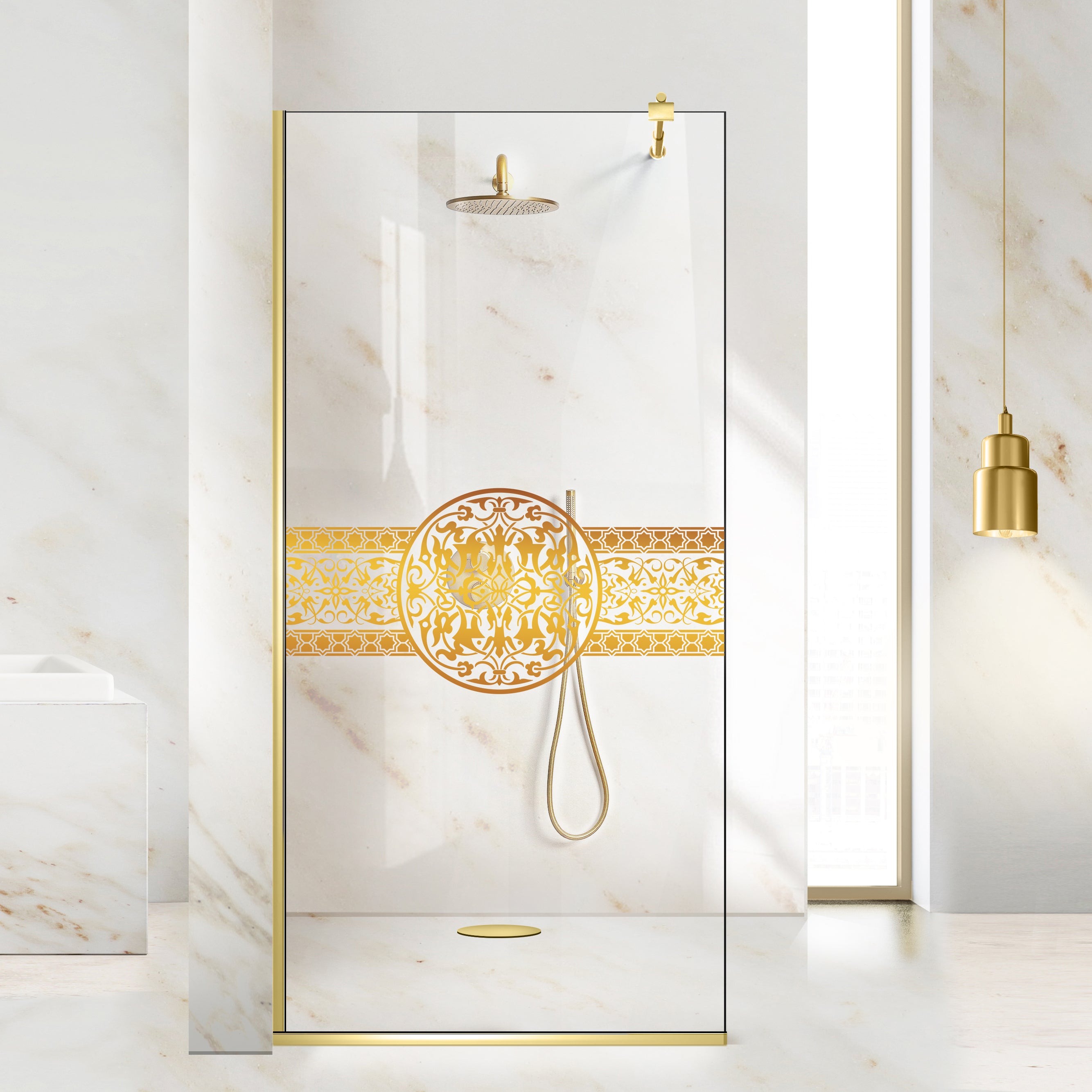 Zuhanyfal Walk-in, zuhanyfal Arany, #Átlátszó #Víztiszta