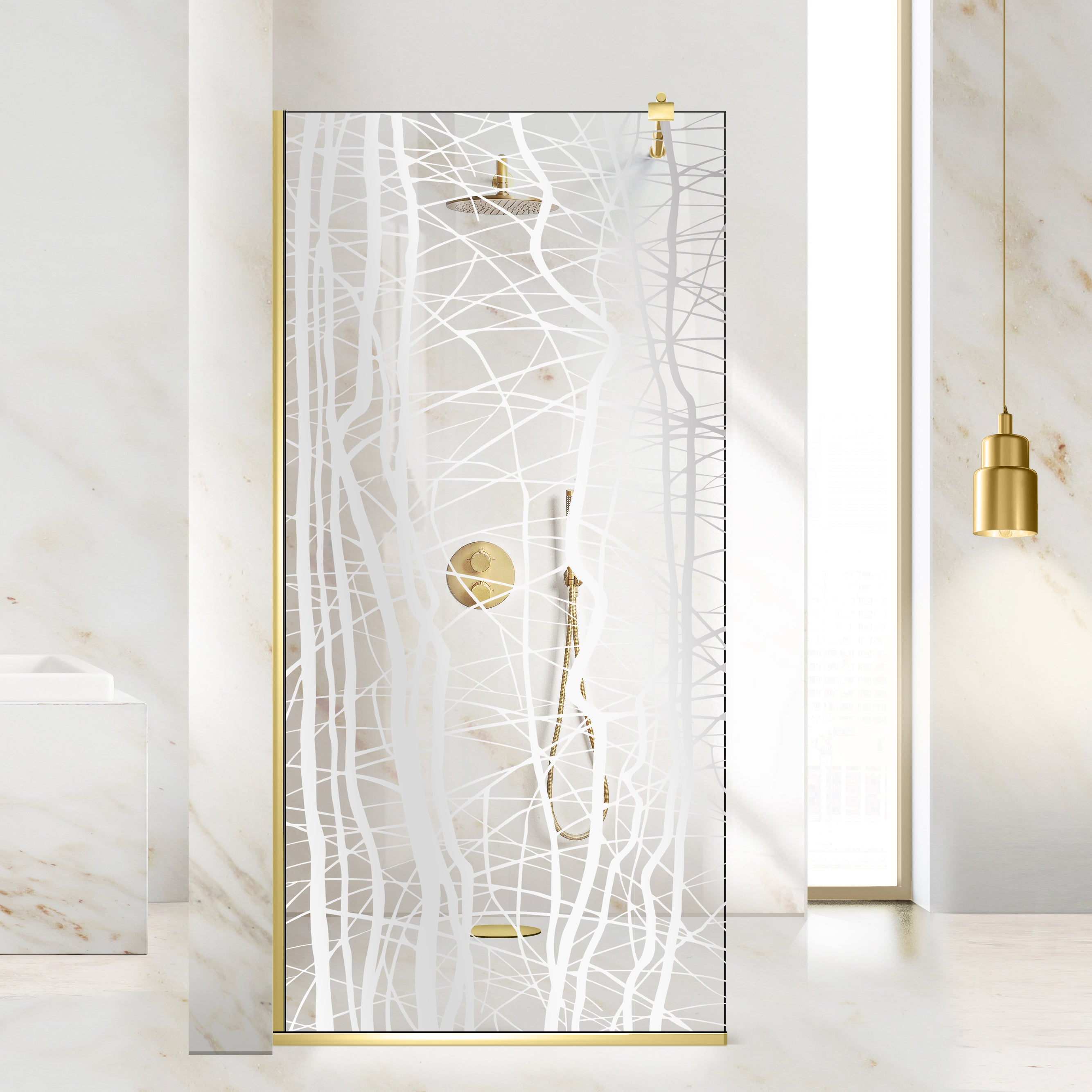 Zuhanyfal Walk-in, zuhanyfal Arany, #Átlátszó #Víztiszta