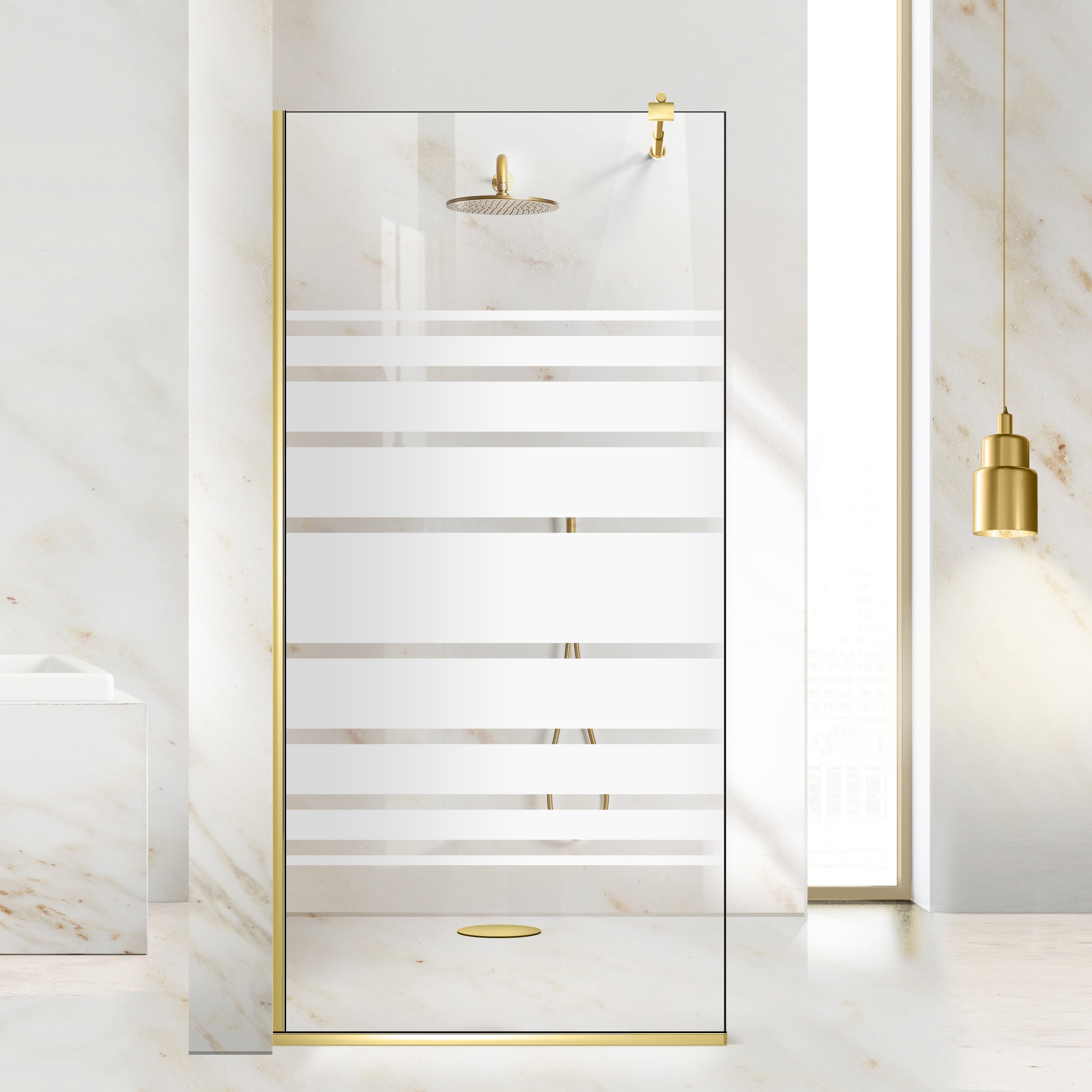 Zuhanyfal Walk-in, zuhanyfal Arany, #Átlátszó #Víztiszta
